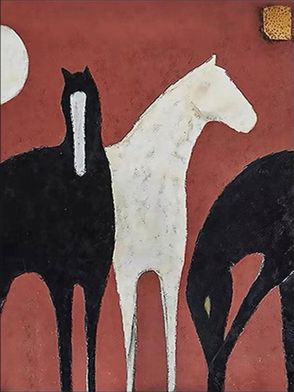 Large Contemporary Wall Art | Vertical Abstract Horse Painting Decor #ZZ 155