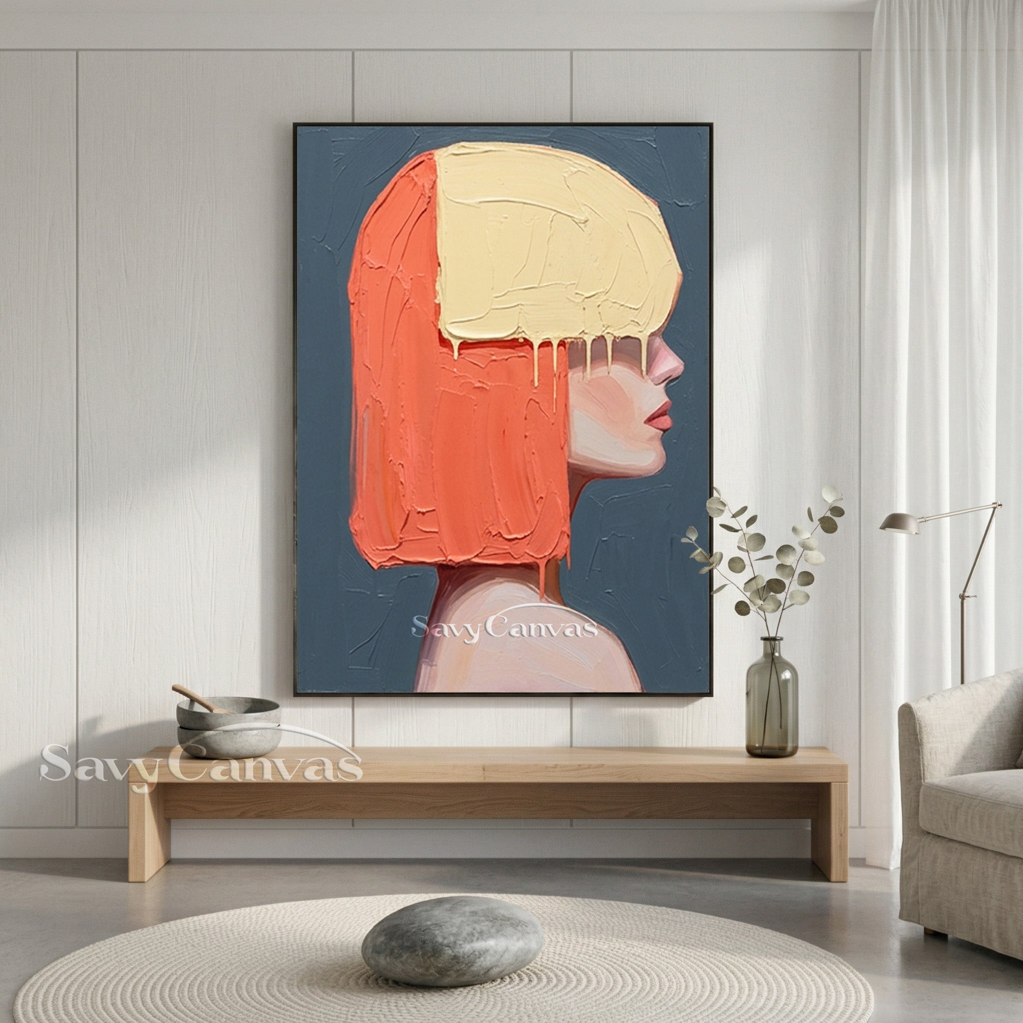 Modern Pop Art Portrait | Orange & Yellow Hair Painting #AA 540