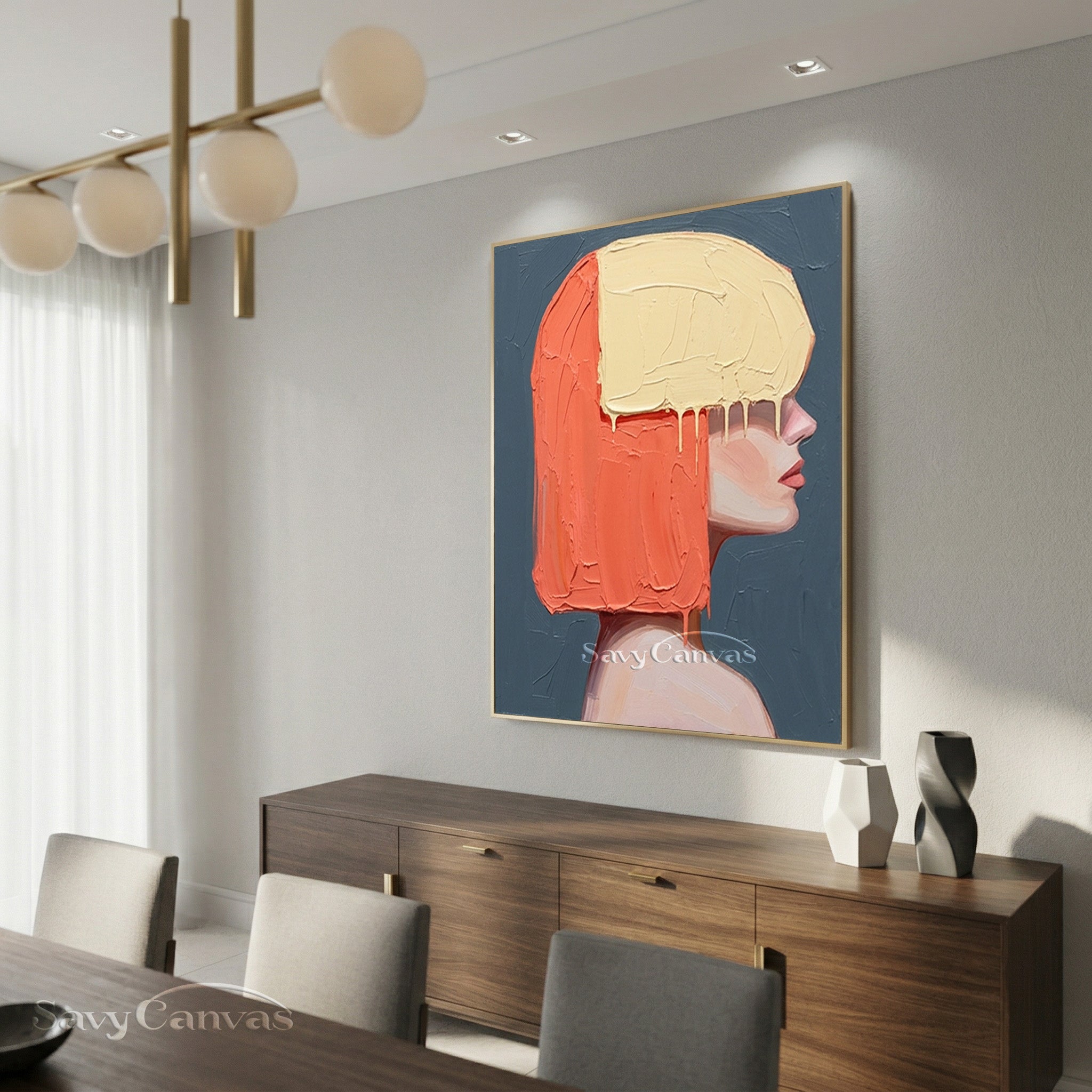 Modern Pop Art Portrait | Orange & Yellow Hair Painting #AA 540