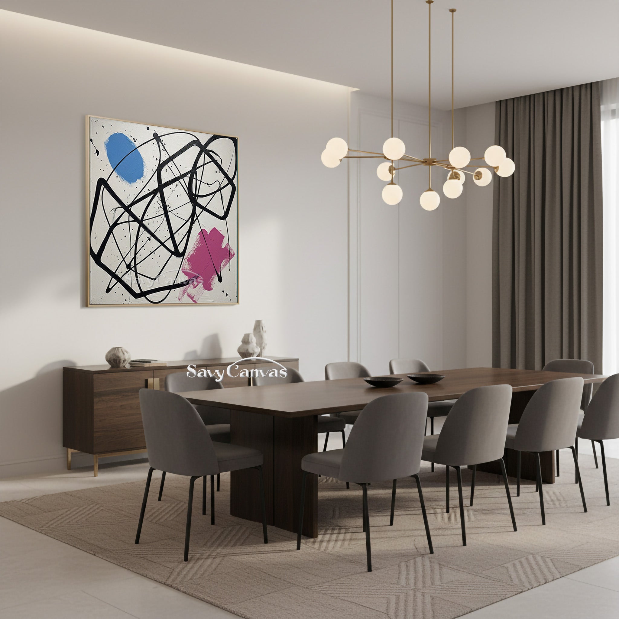 Minimalist Blue & Pink Abstract Art | Contemporary Hand-Painted Oil #JJ 460