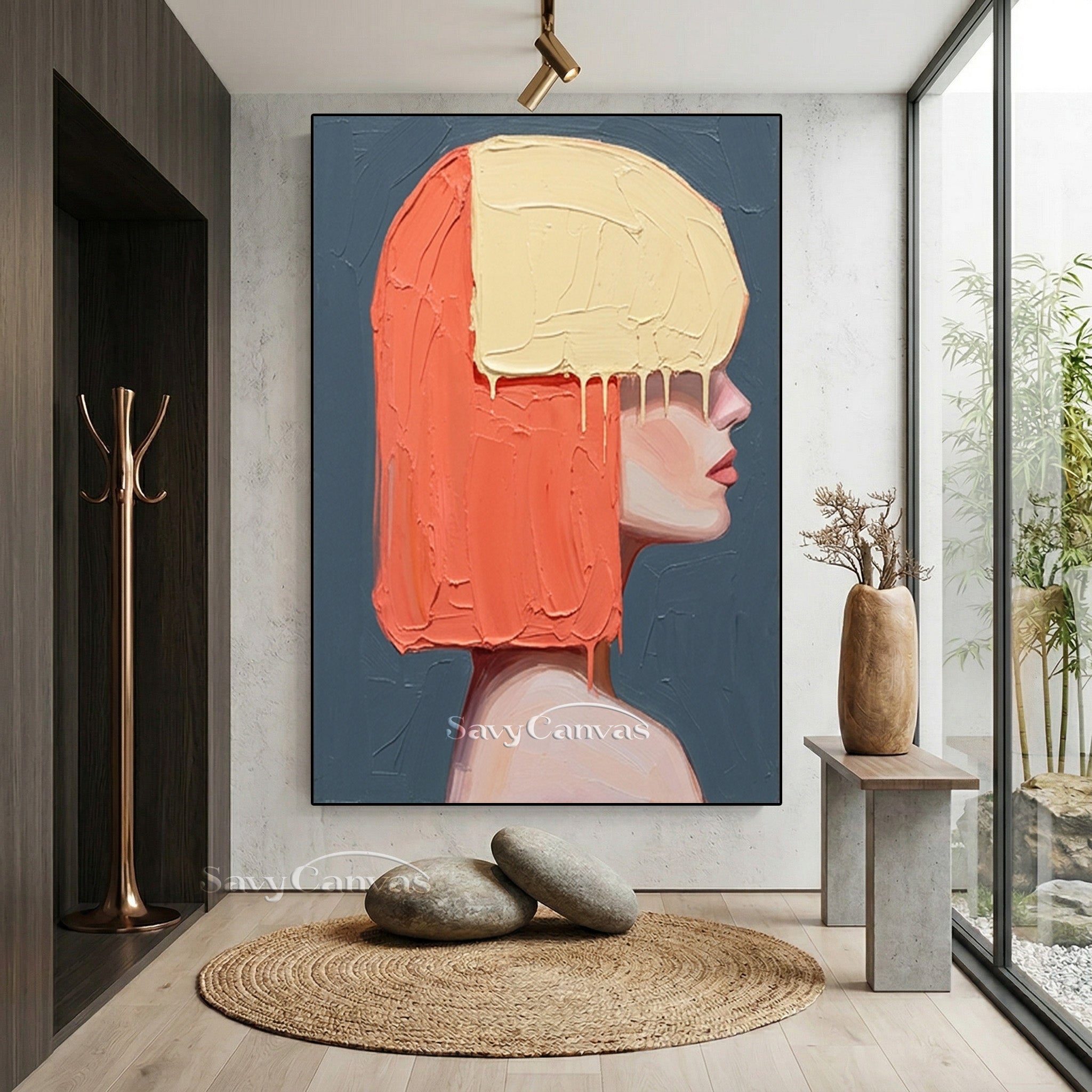 Modern Pop Art Portrait | Orange & Yellow Hair Painting #AA 540