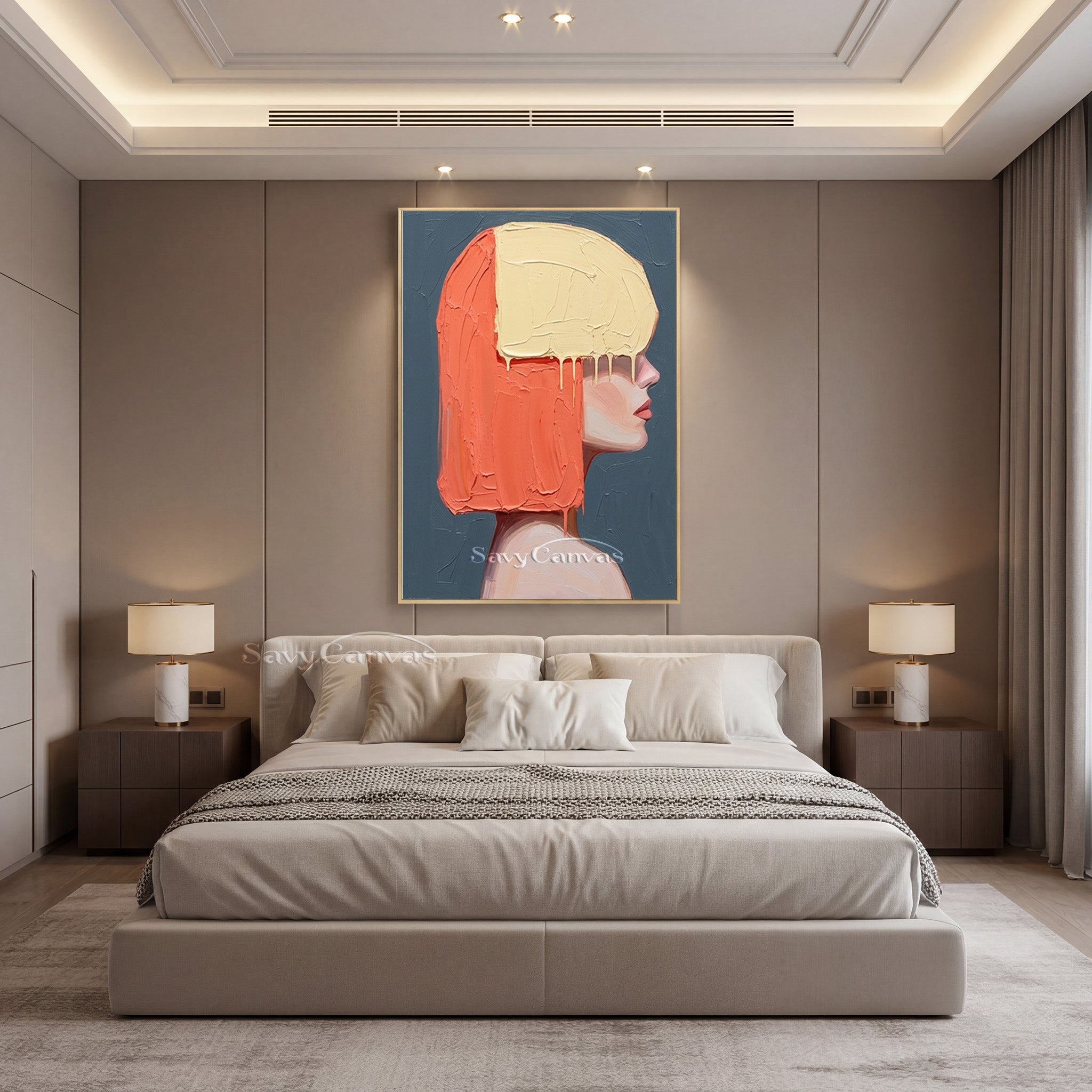 Modern Pop Art Portrait | Orange & Yellow Hair Painting #AA 540