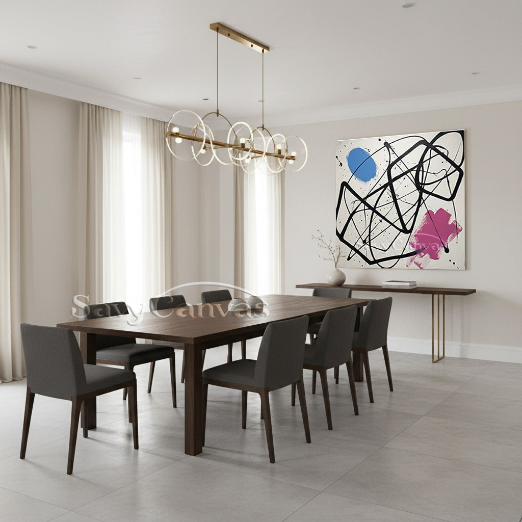 Minimalist Blue & Pink Abstract Art | Contemporary Hand-Painted Oil #JJ 460