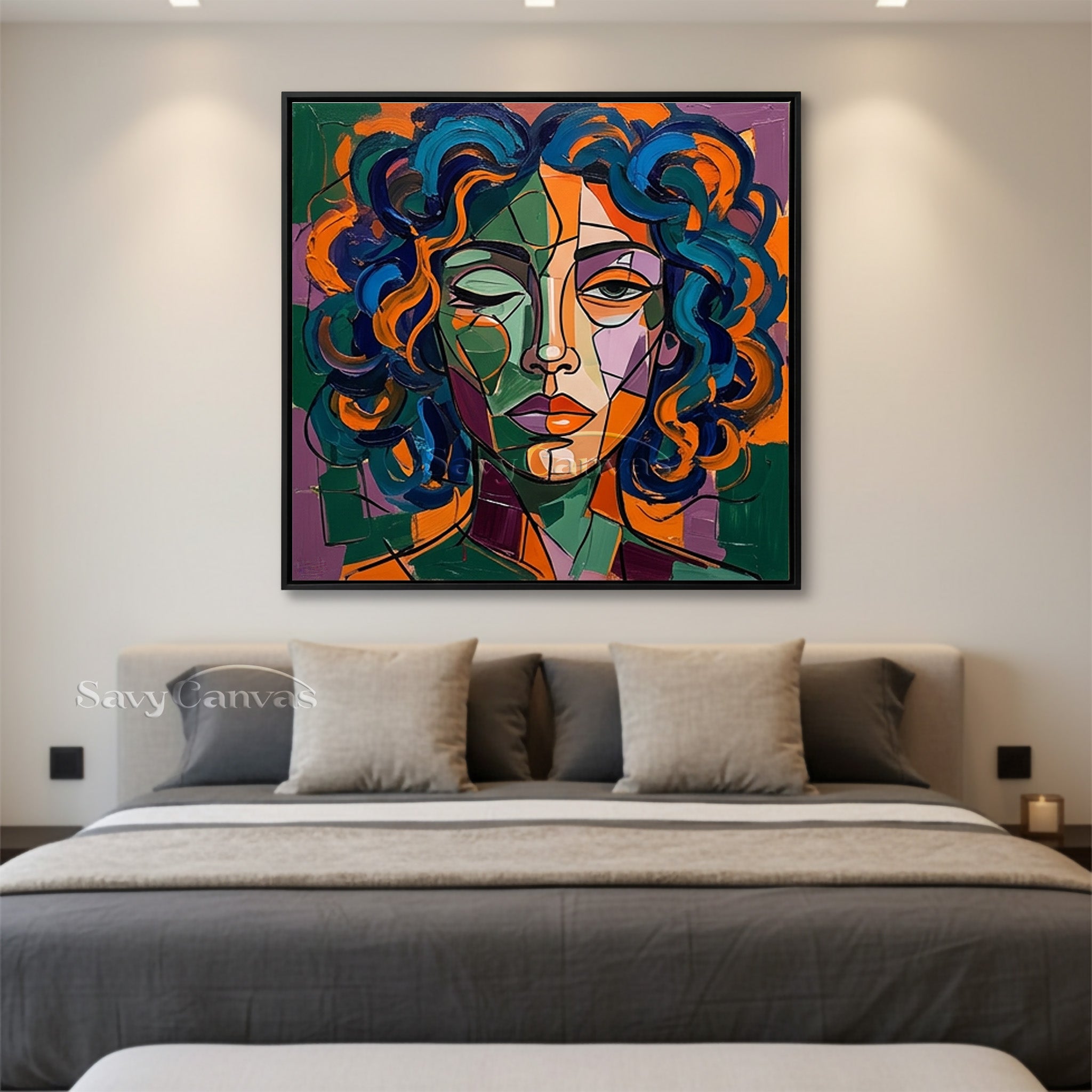 Handmade Colorful Abstract Portrait Painting for Wall Decor #SS 112
