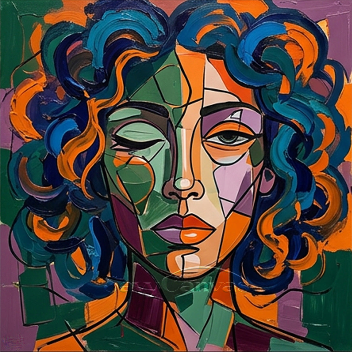 Handmade Colorful Abstract Portrait Painting for Wall Decor #SS 112