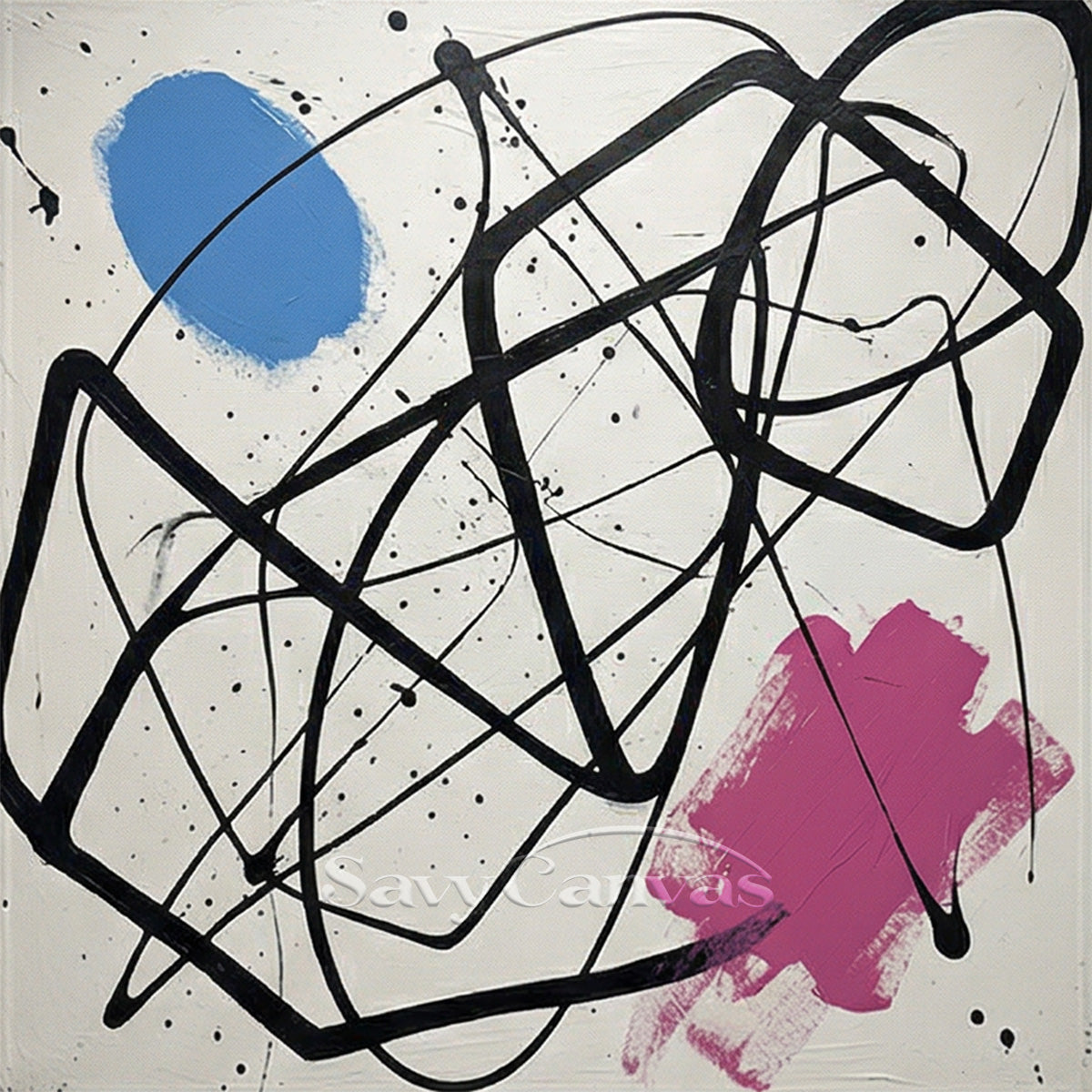 Minimalist Blue & Pink Abstract Art | Contemporary Hand-Painted Oil #JJ 460