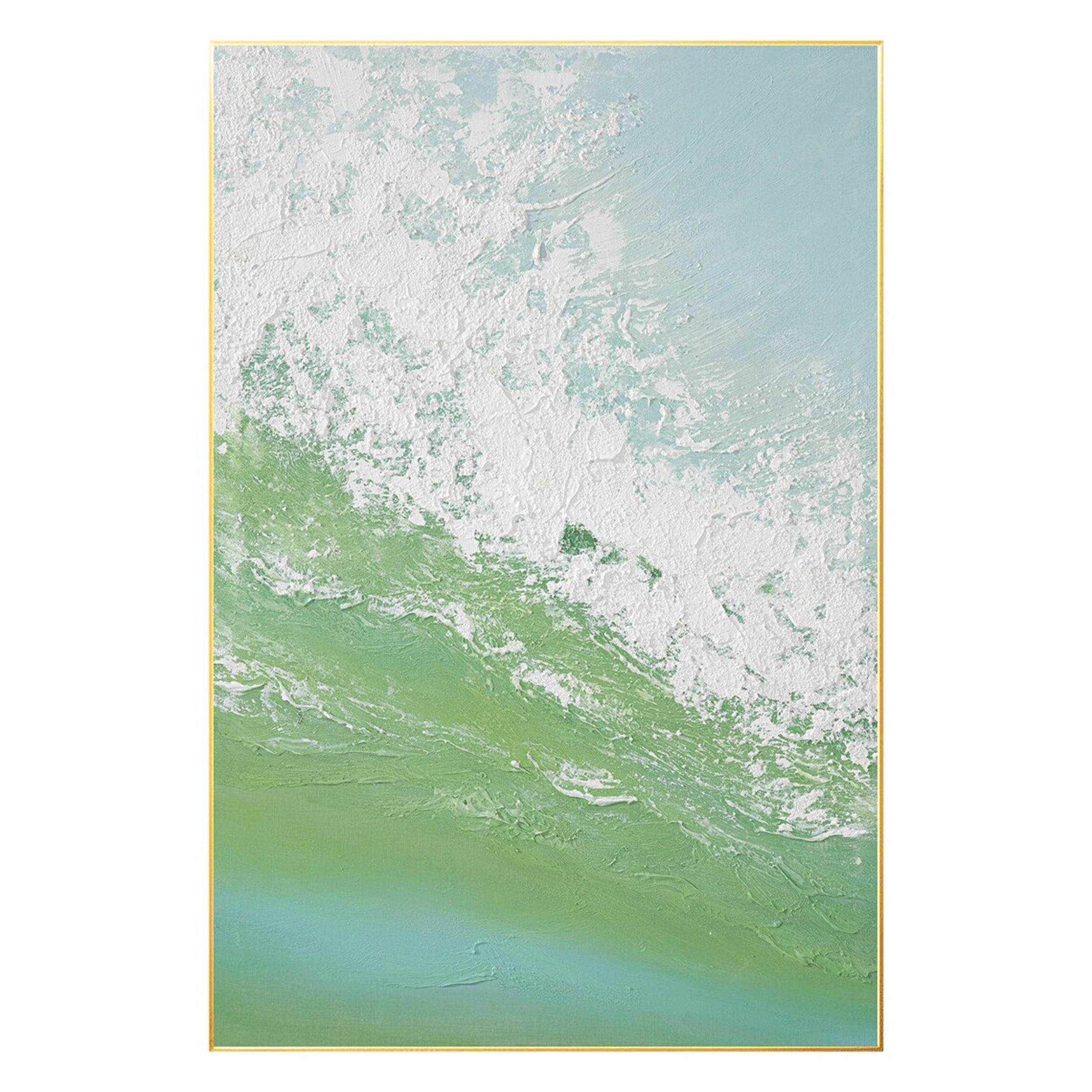 Handcrafted Wall Art - Blue Green Abstract Painting for Office Decor # JJ 147