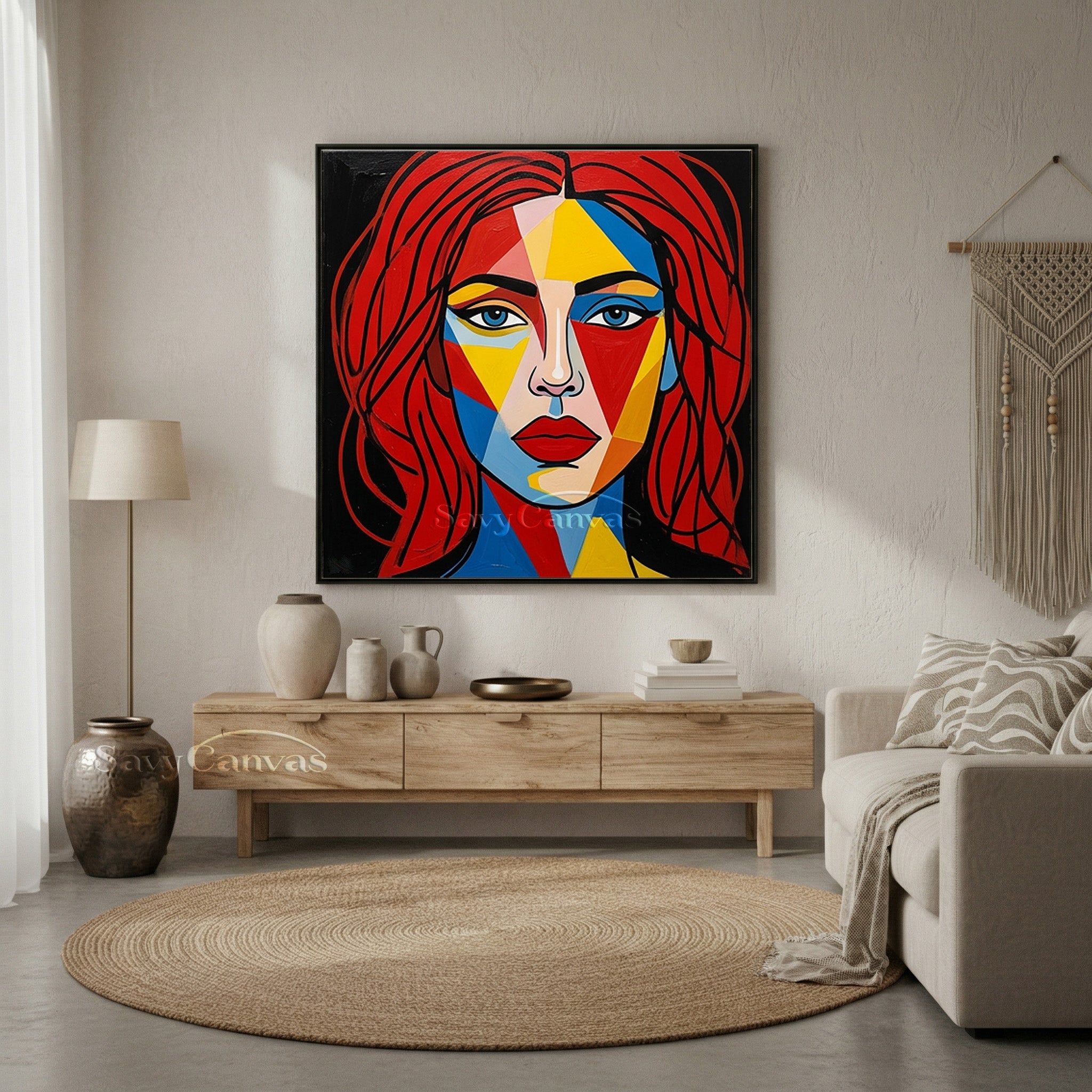 Geometric Pop Art Woman Face Oil Painting #SS 113