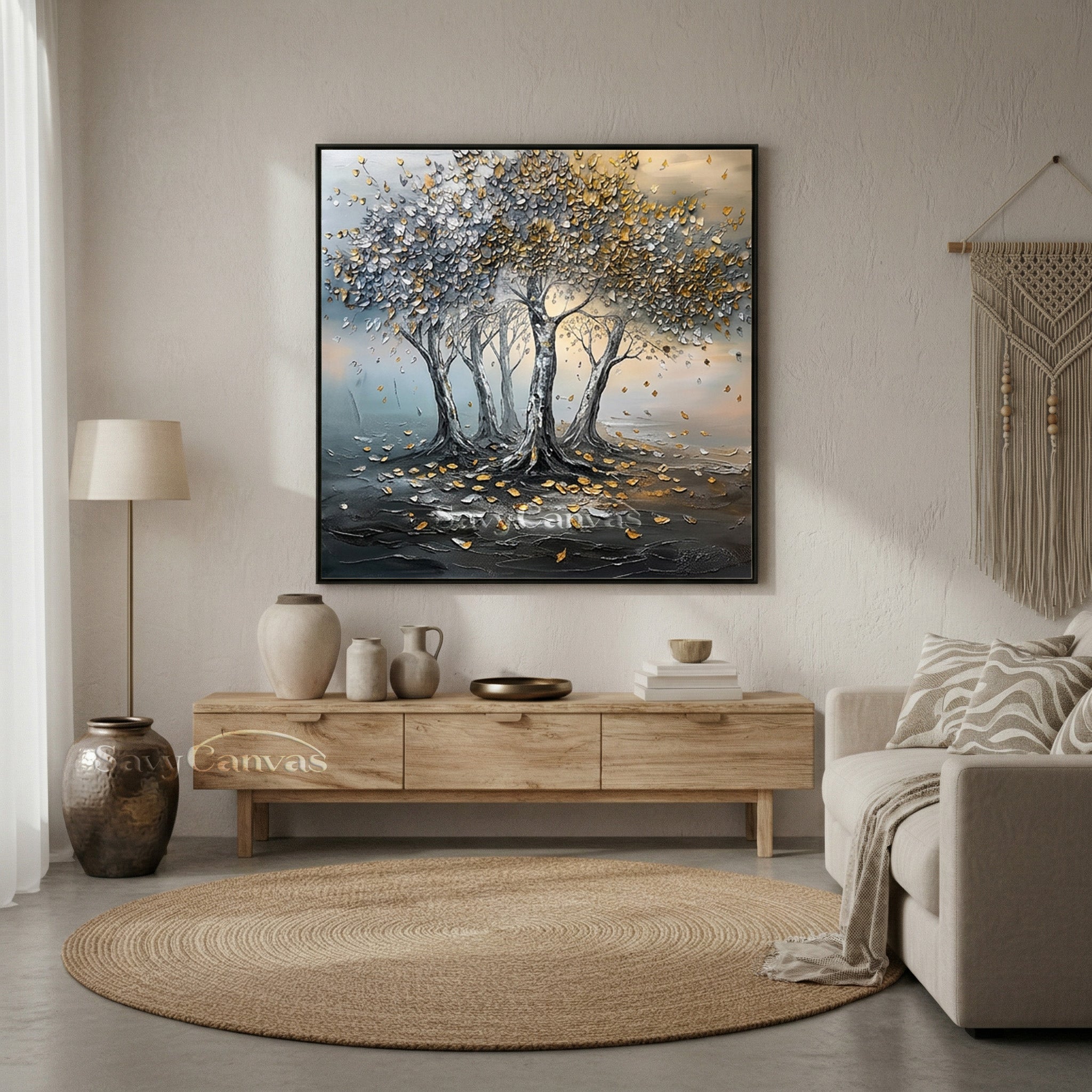 Gold & Silver Tree of Life | Luxury Feng Shui Wall Art #AA 543