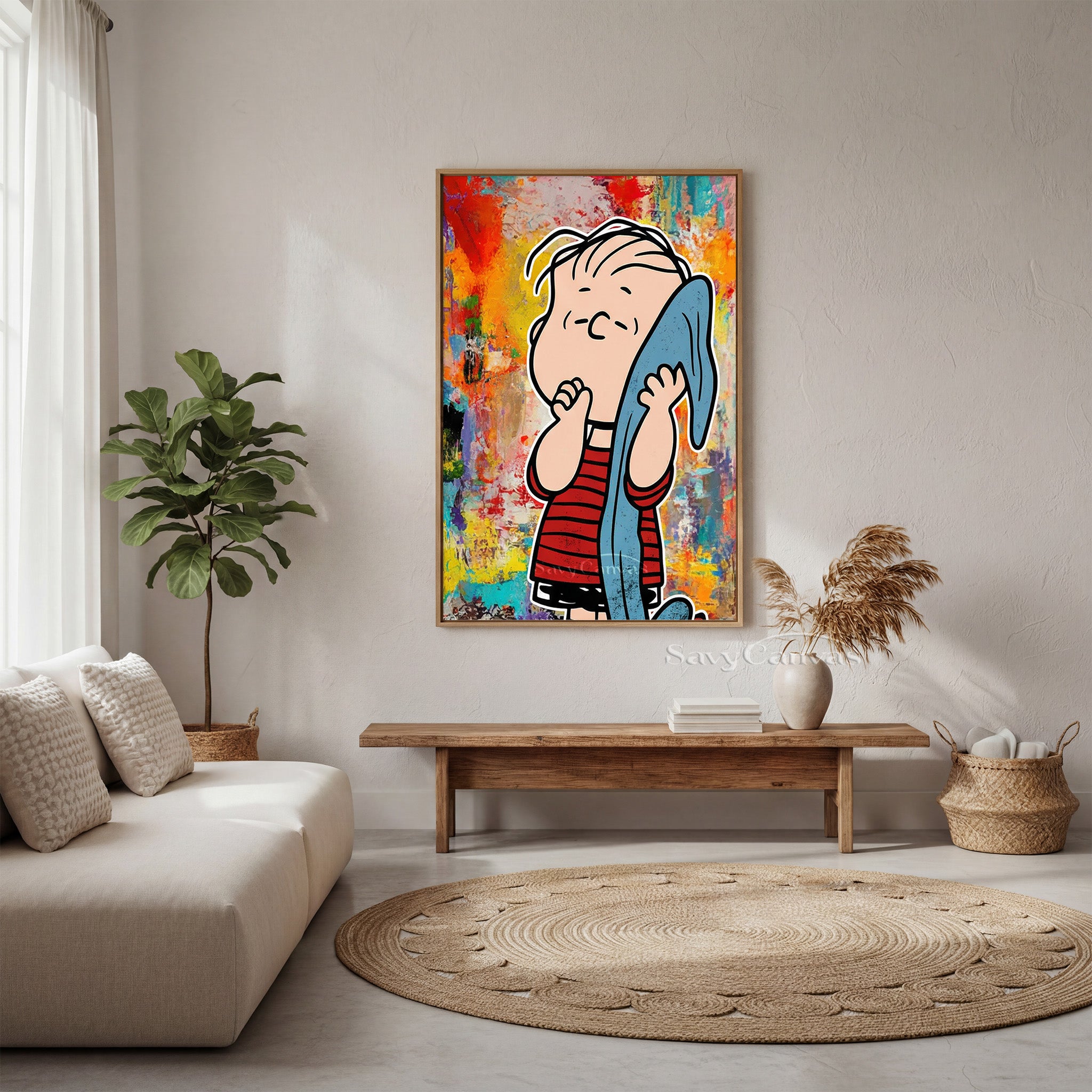 Linus Peanuts Pop Art Hand-Painted Oil Painting #SS 073