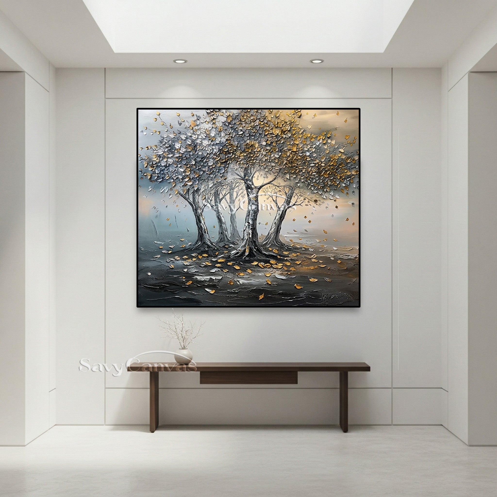 Gold & Silver Tree of Life | Luxury Feng Shui Wall Art #AA 543