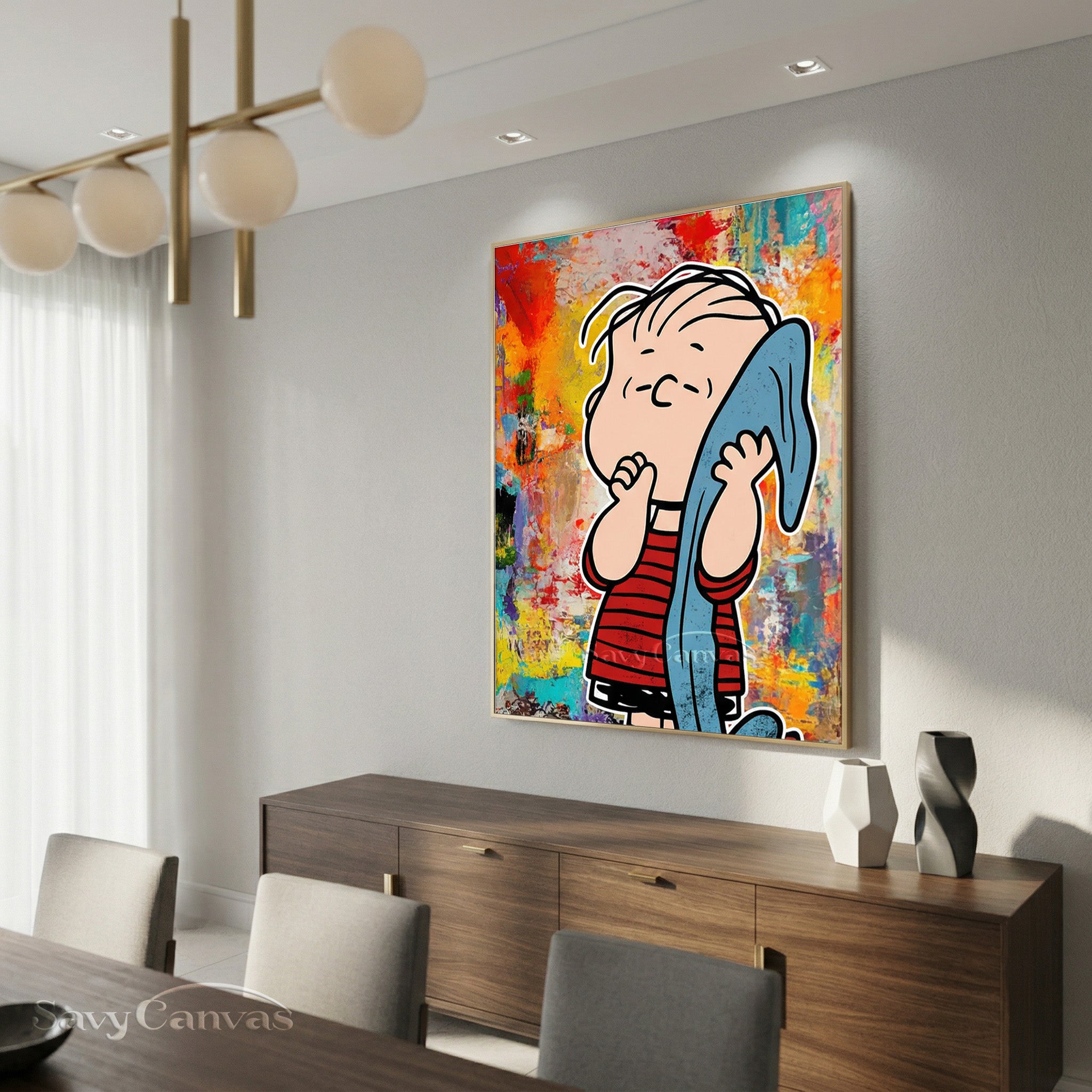 Linus Peanuts Pop Art Hand-Painted Oil Painting #SS 073