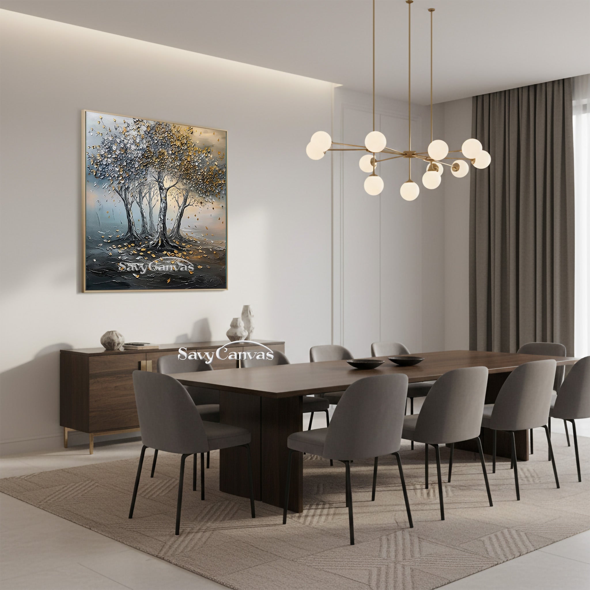 Gold & Silver Tree of Life | Luxury Feng Shui Wall Art #AA 543