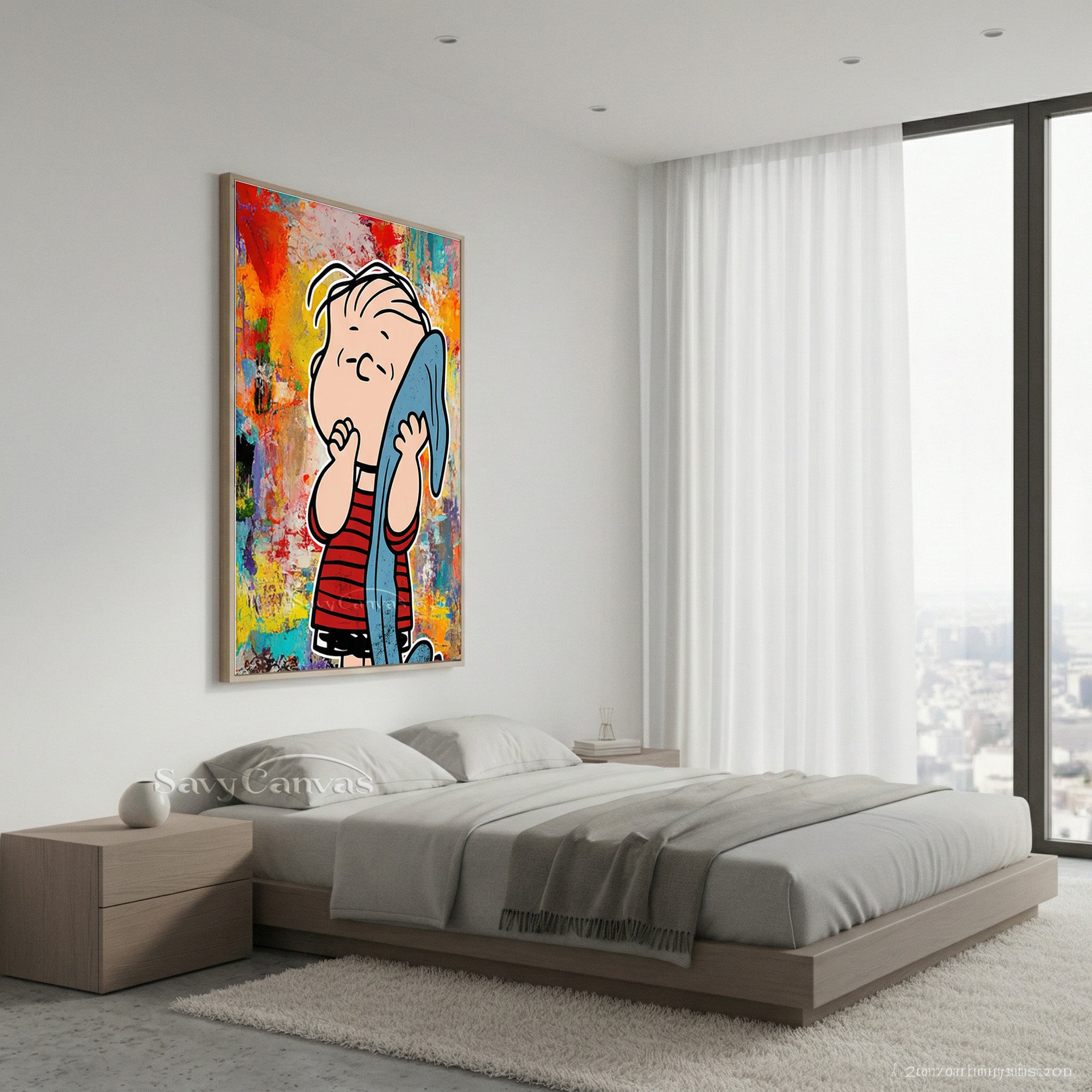 Linus Peanuts Pop Art Hand-Painted Oil Painting #SS 073