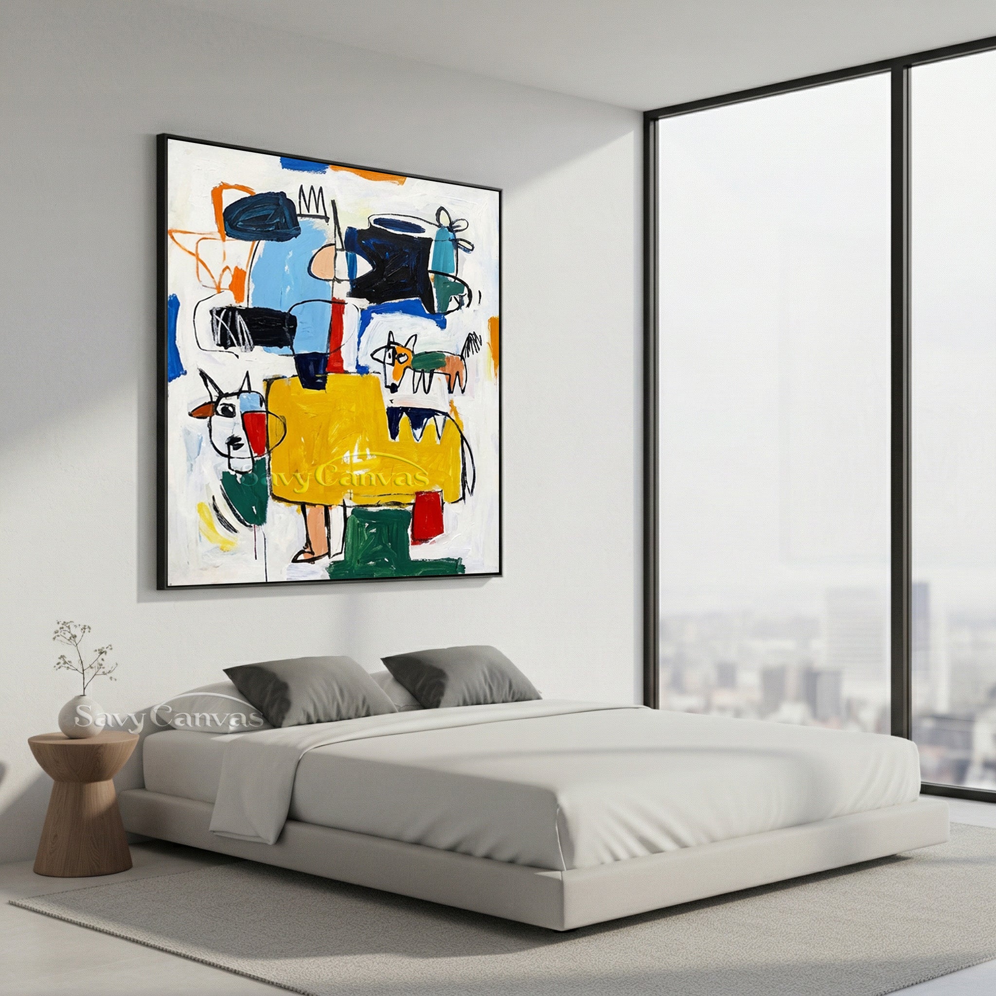 Basquiat Style Abstract Art | Neo-Expressionist Painting #AA 482