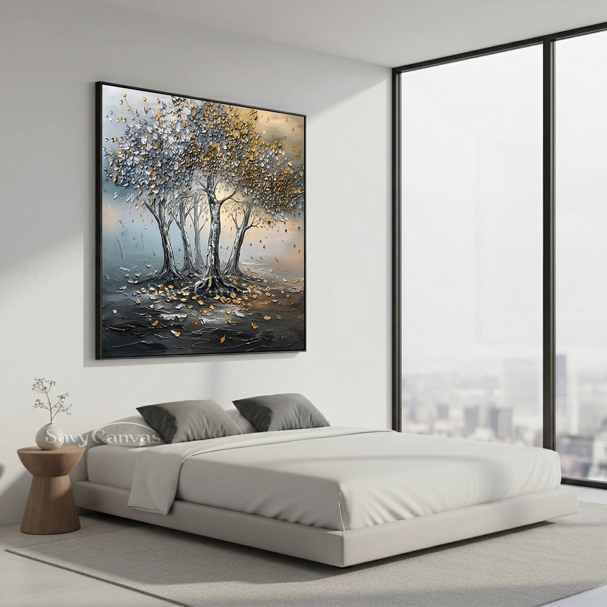Gold & Silver Tree of Life | Luxury Feng Shui Wall Art #AA 543