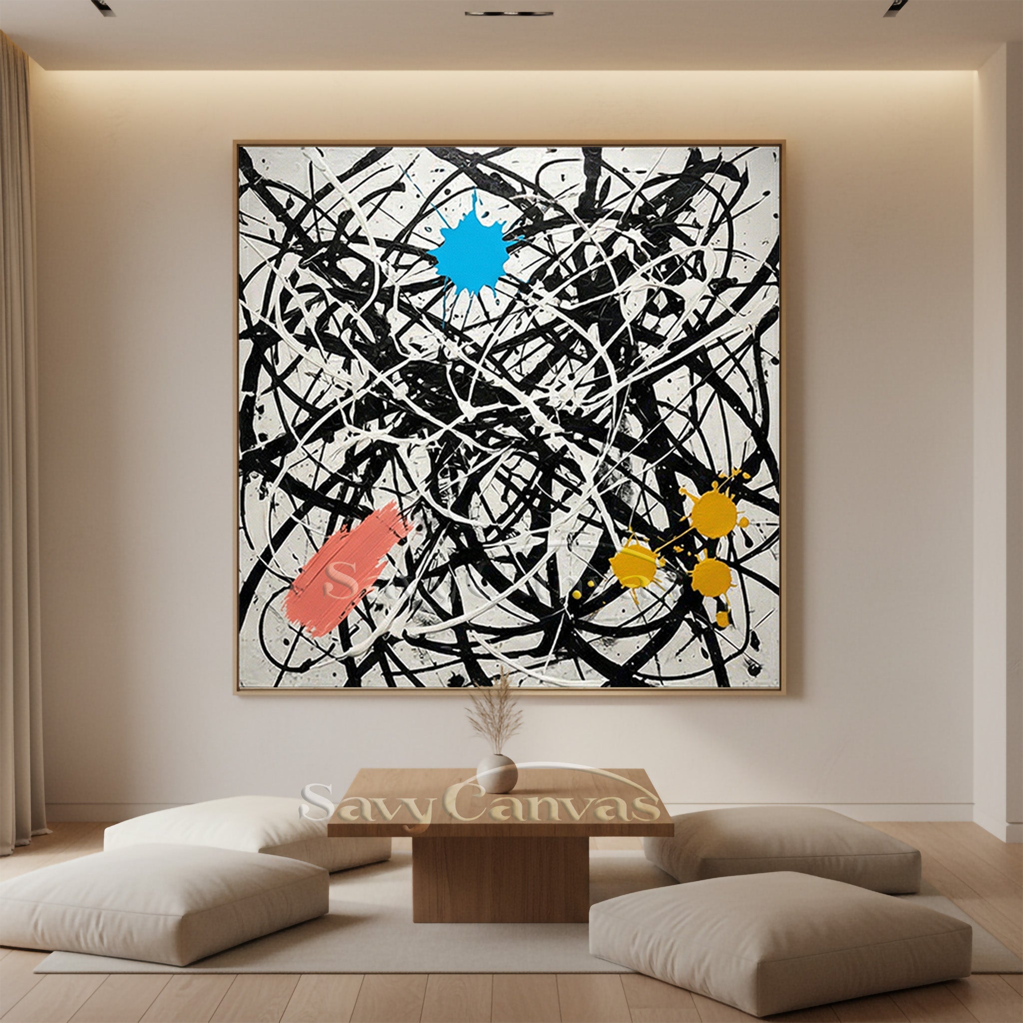 Professional grade hand-painted abstract oil painting showing authentic brushstrokes and complex layering