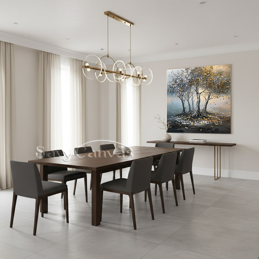 Gold & Silver Tree of Life | Luxury Feng Shui Wall Art #AA 543