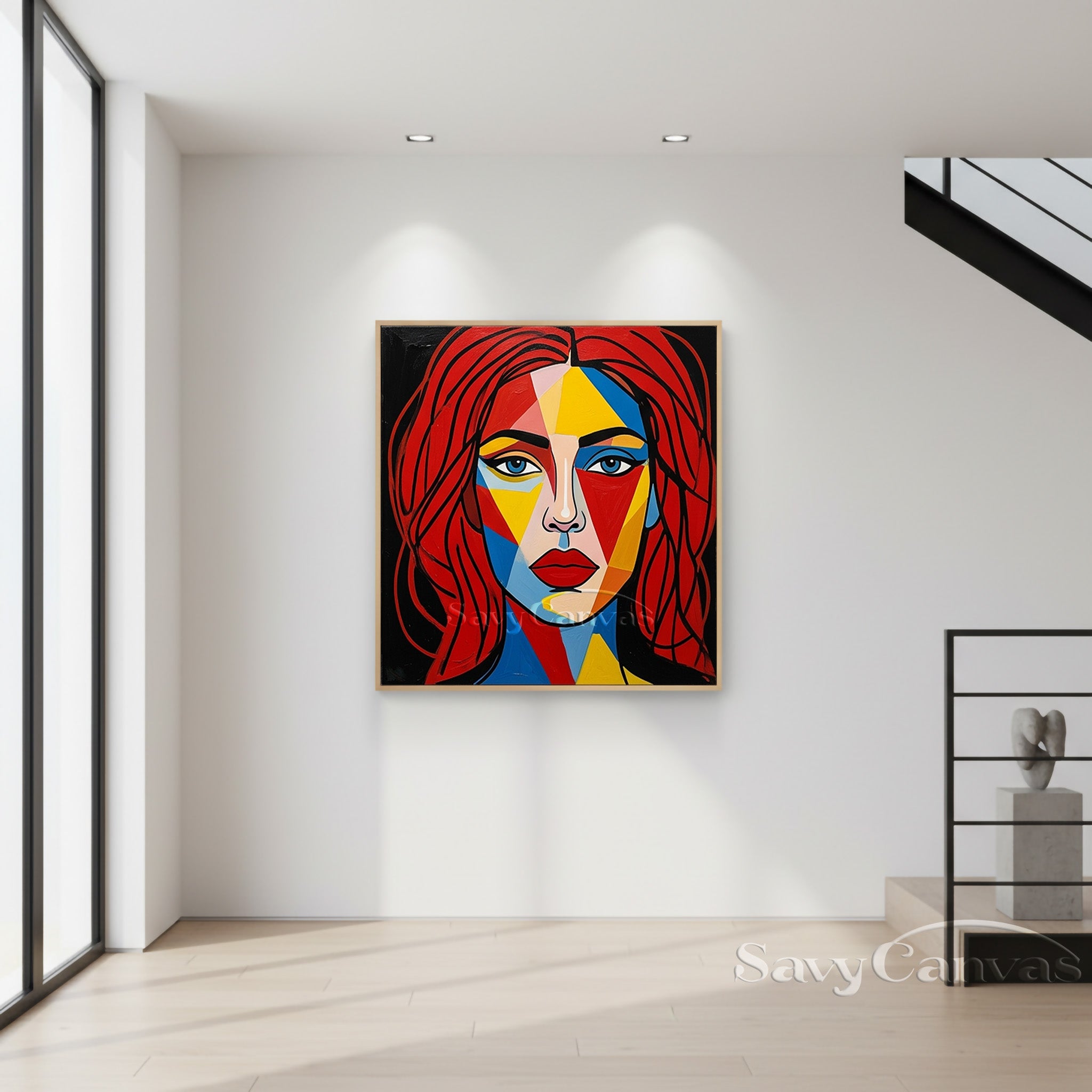 Geometric Pop Art Woman Face Oil Painting #SS 113