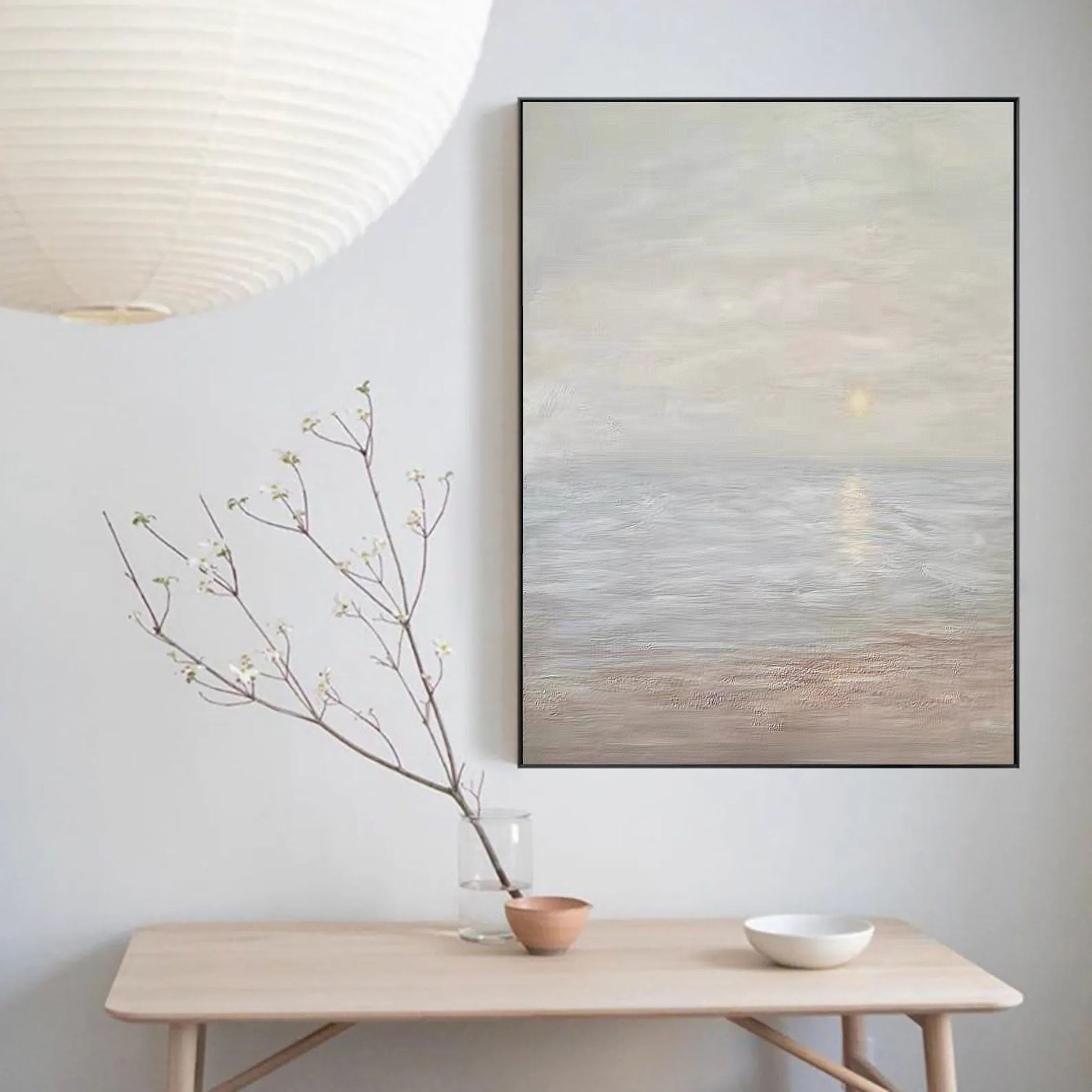 Serene Soft Tone Coastal Abstract Art