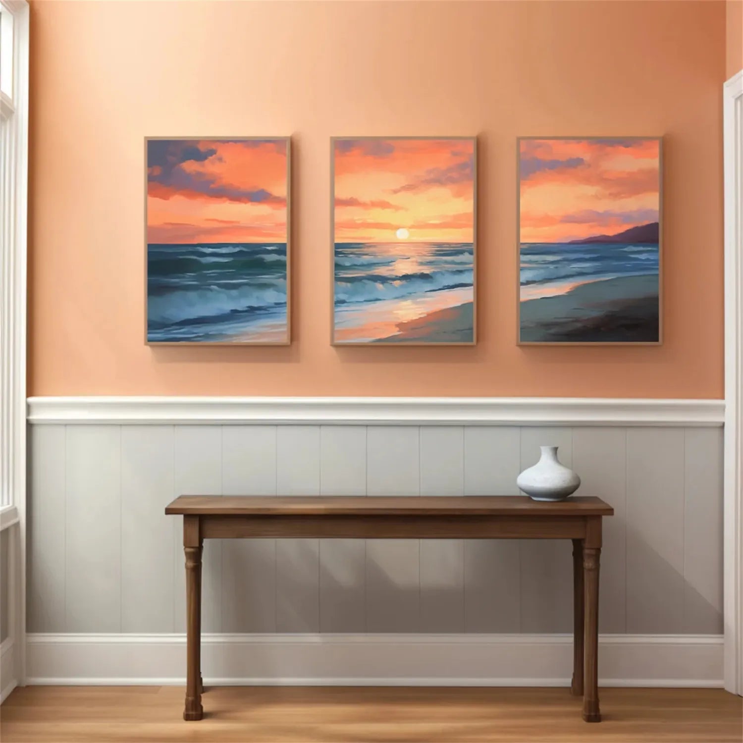 Orange & Blue Sunset Seascape Abstract Art