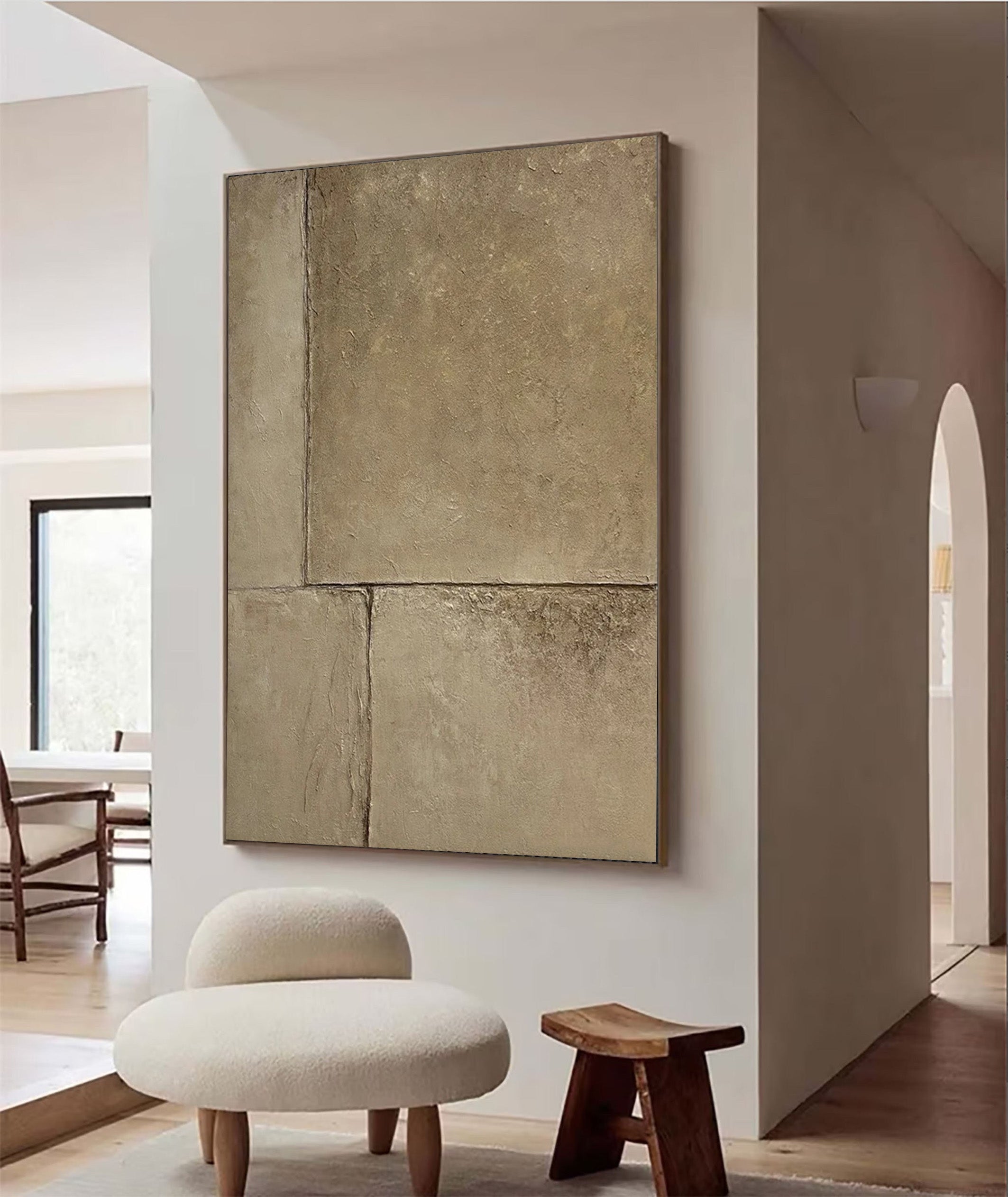 Concrete Effect Abstract Painting | Textured Neutral Wall Art Decor #JJ 055