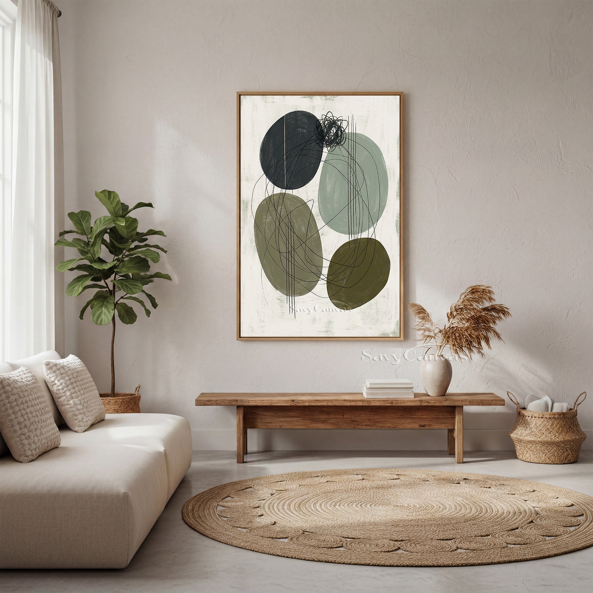 Minimalist Sage Green Wall Art Canvas #SS 074