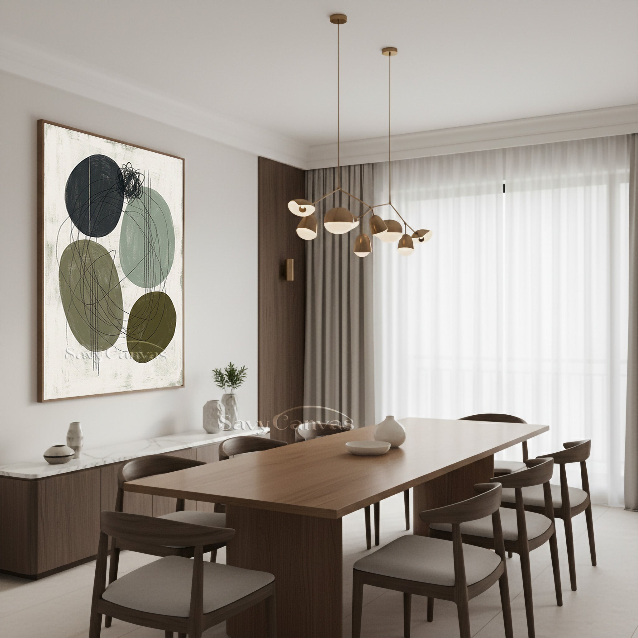 Minimalist Sage Green Wall Art Canvas #SS 074