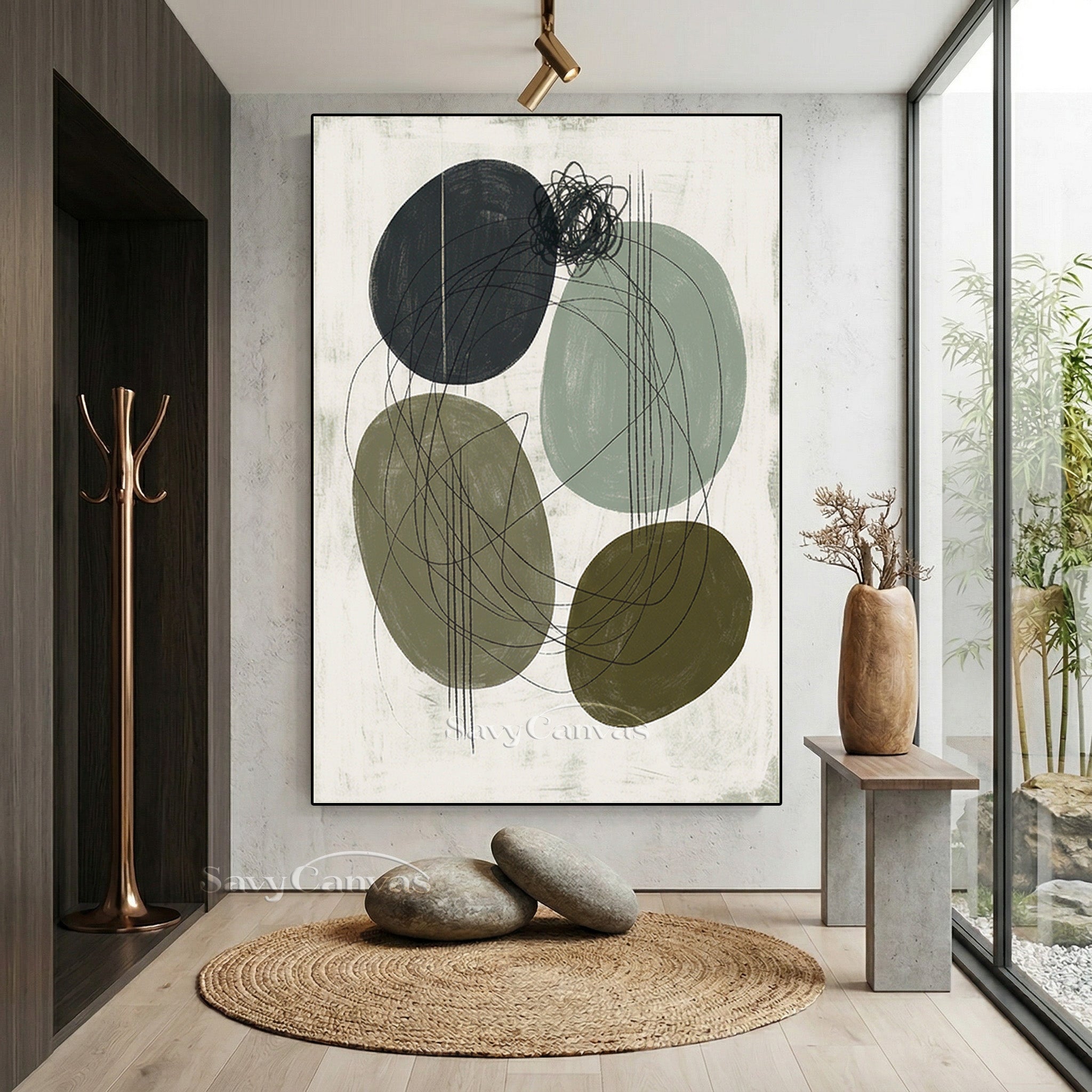 Minimalist Sage Green Wall Art Canvas #SS 074