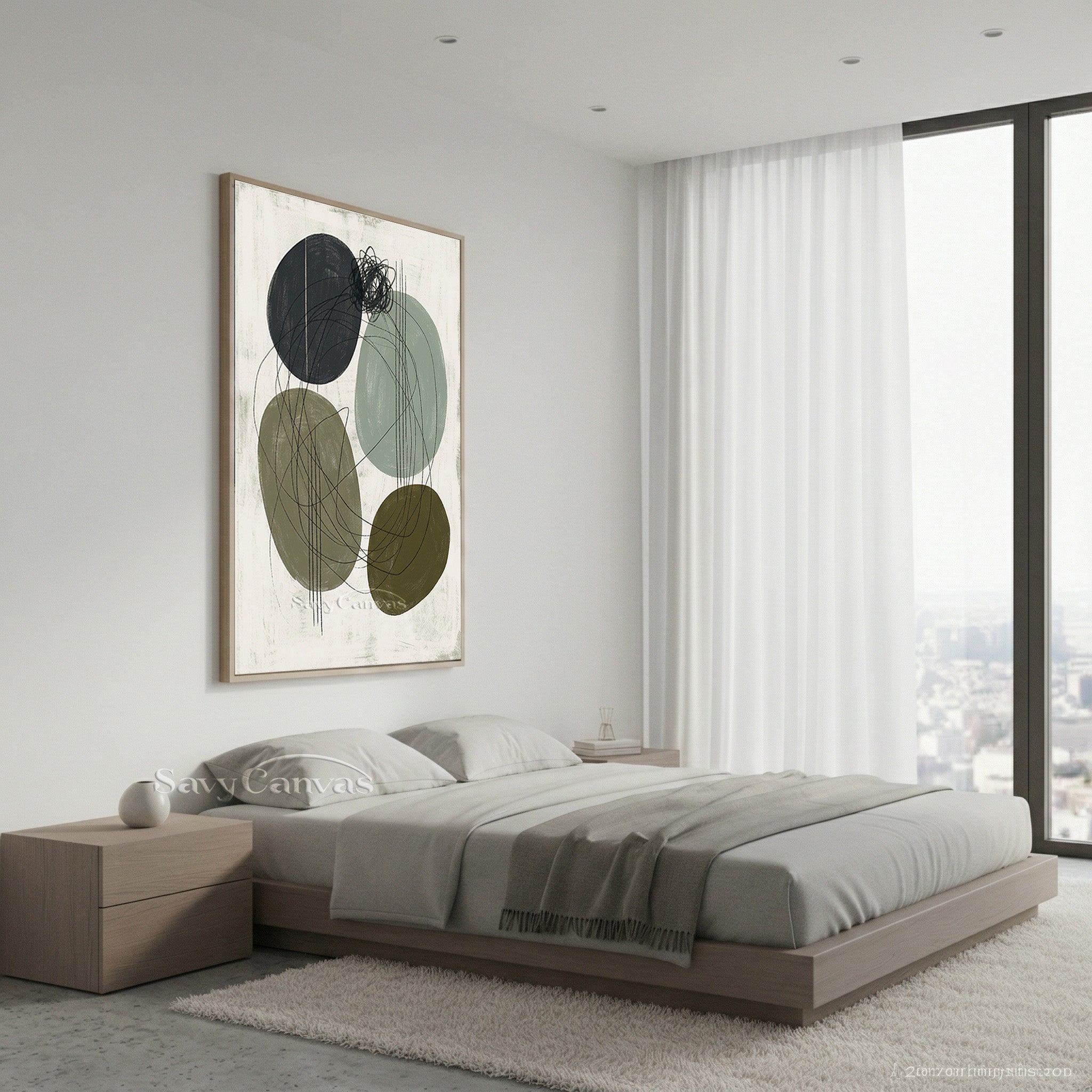 Minimalist Sage Green Wall Art Canvas #SS 074