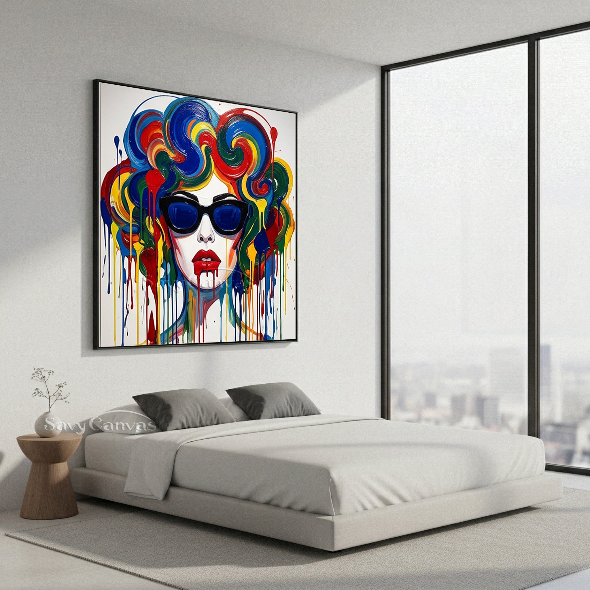 Colorful Pop Art Woman Oil Painting | Modern Drip Wall Art #SS 114