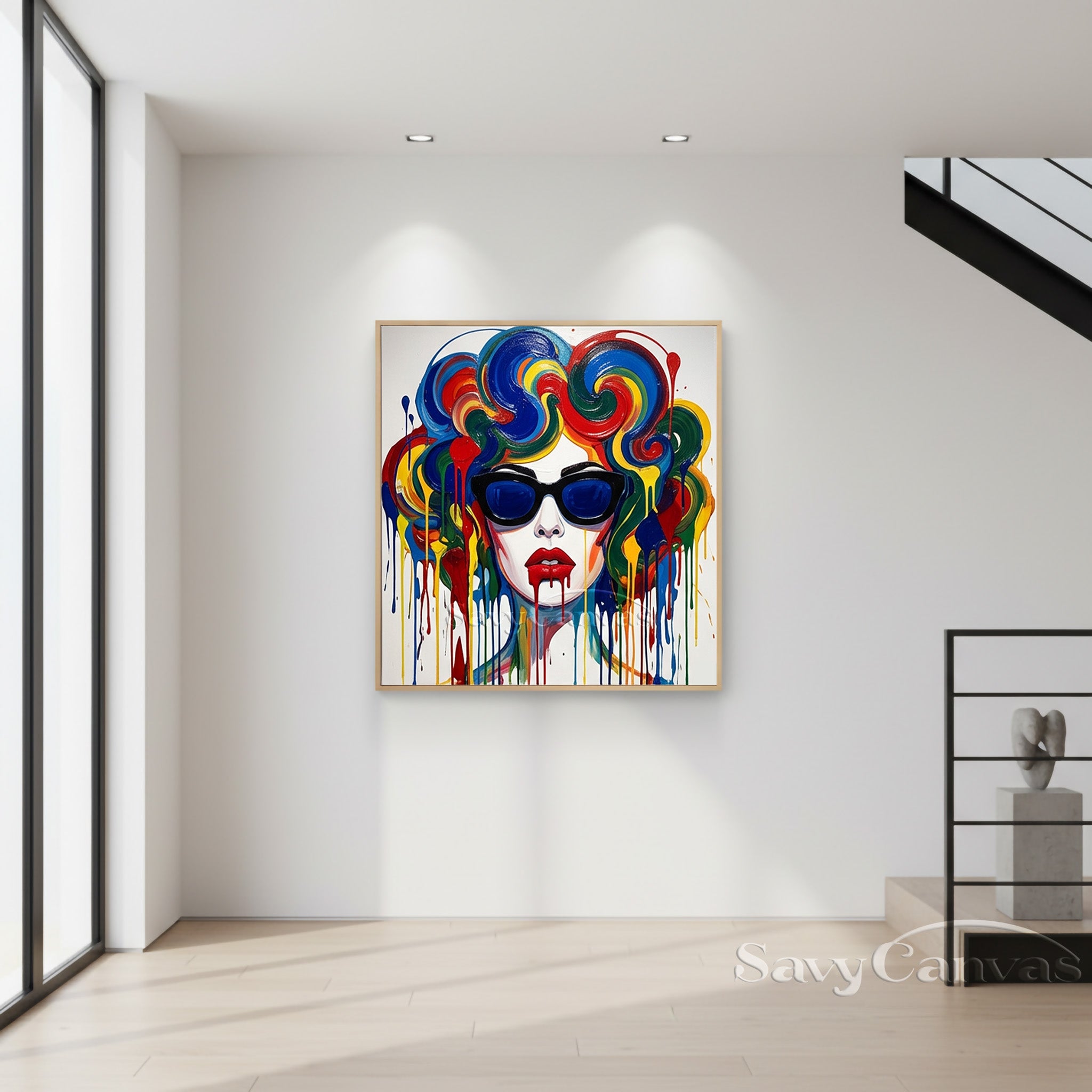 Colorful Pop Art Woman Oil Painting | Modern Drip Wall Art #SS 114