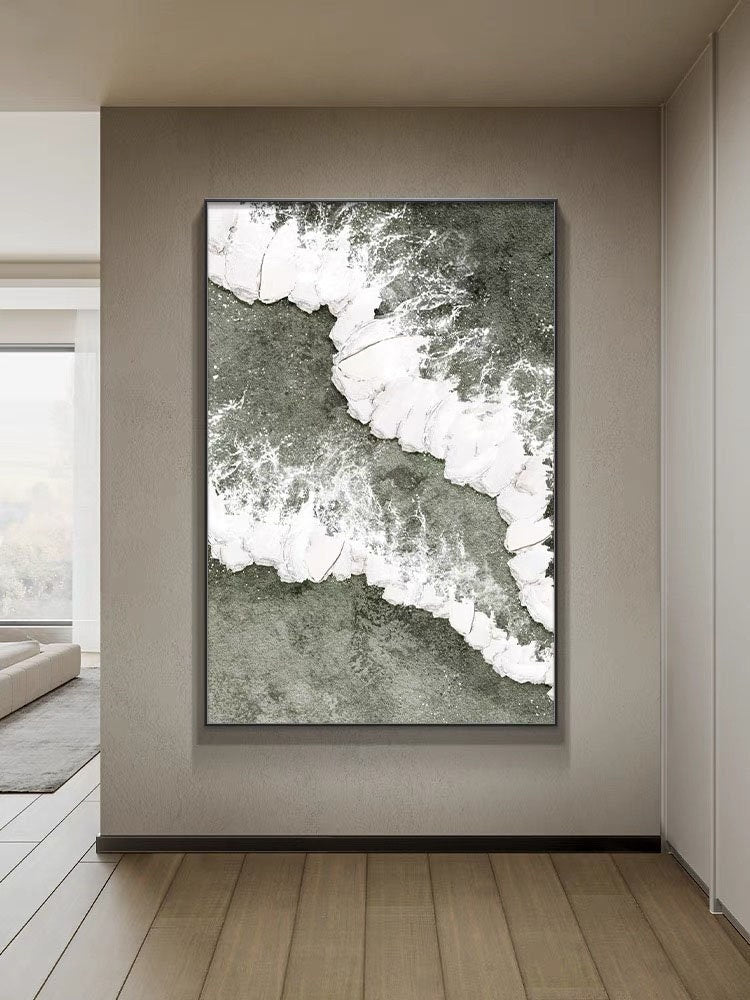 Ocean Divide Painting – Monochrome Textured Wall Art