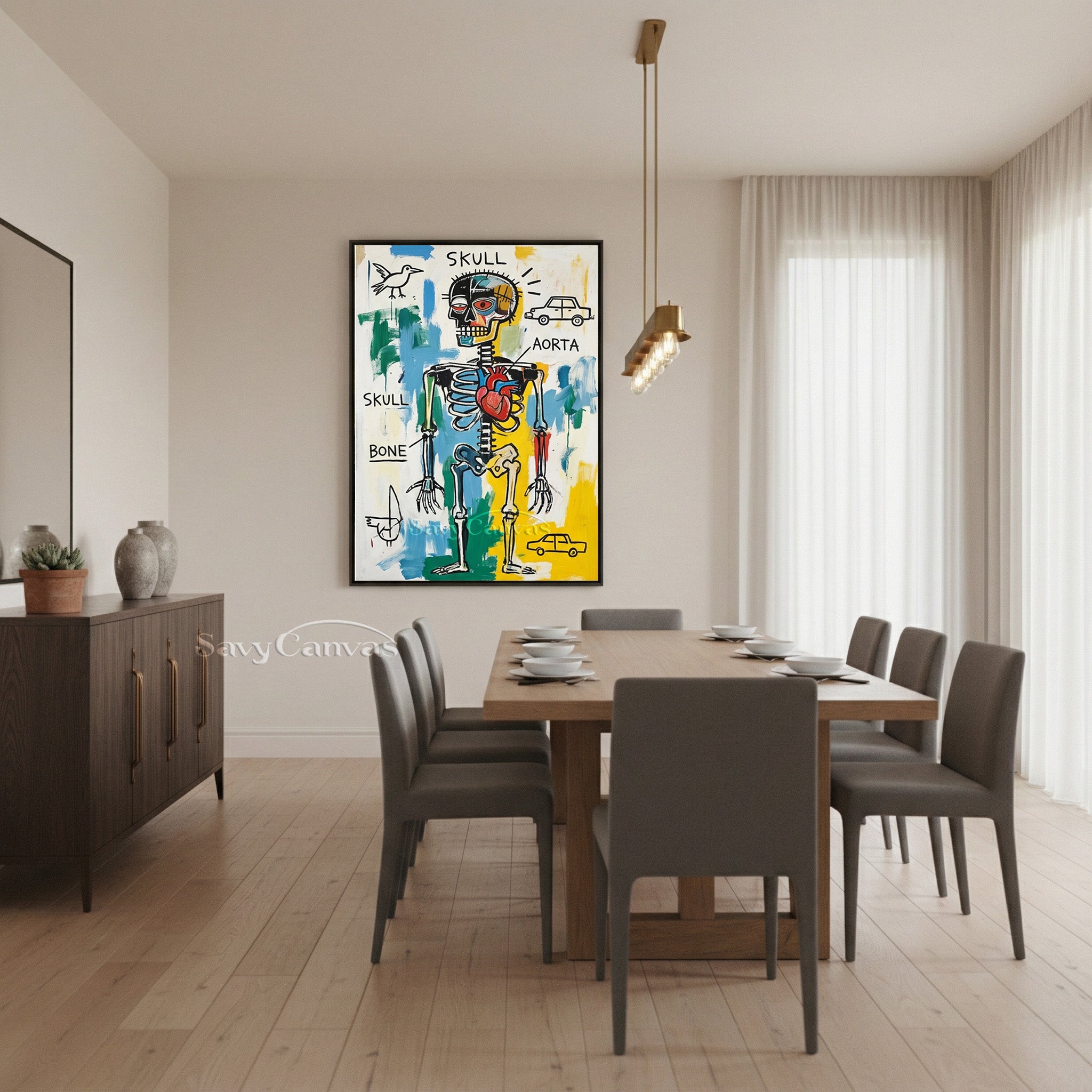 Basquiat Style Skeleton Art | Neo-Expressionist Painting #AA 480