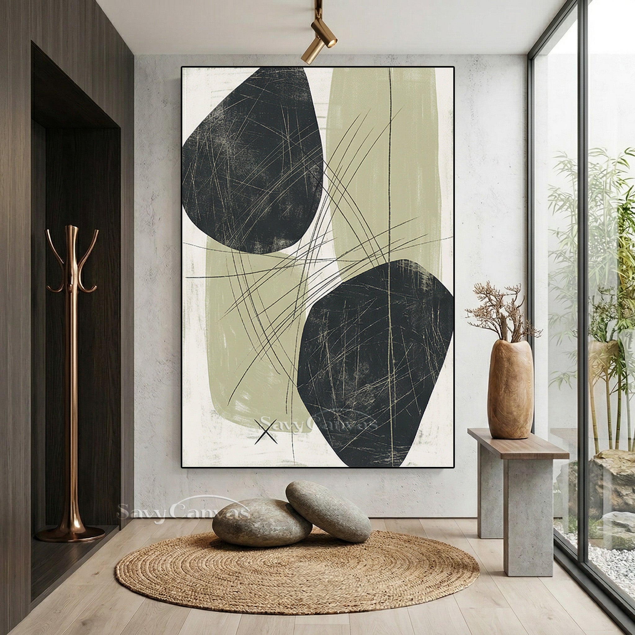 Dark Abstract Stone Shapes Oil Painting #SS 075