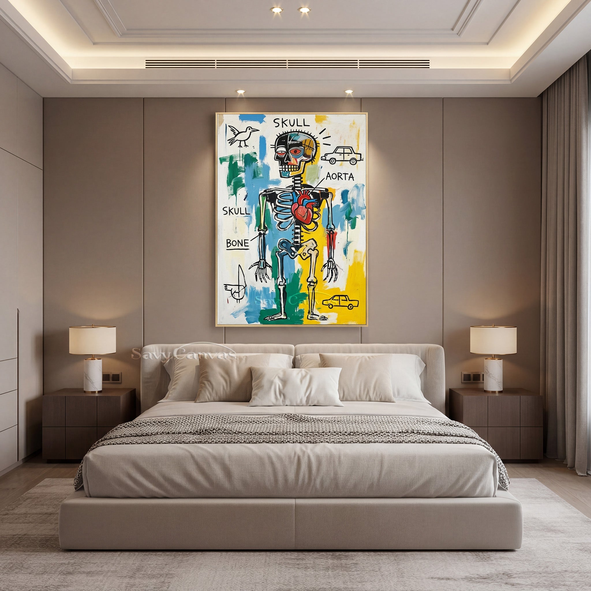 Basquiat Style Skeleton Art | Neo-Expressionist Painting #AA 480
