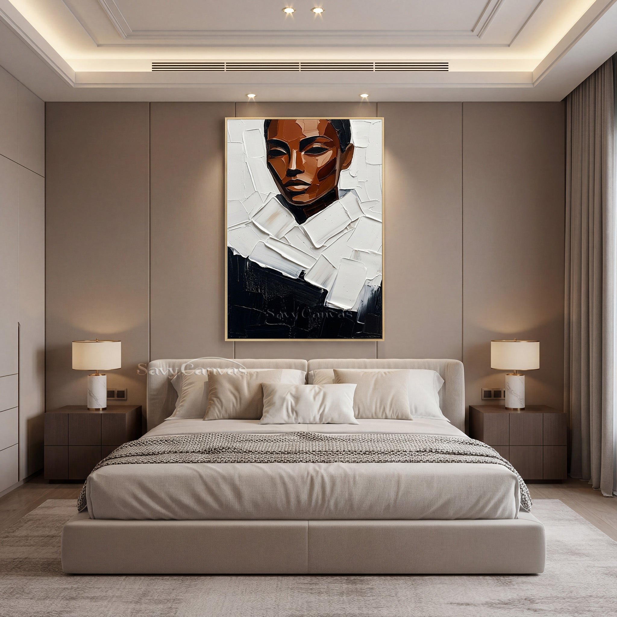 Modern Impasto African Woman Portrait Oil Painting on Canvas #SS 149