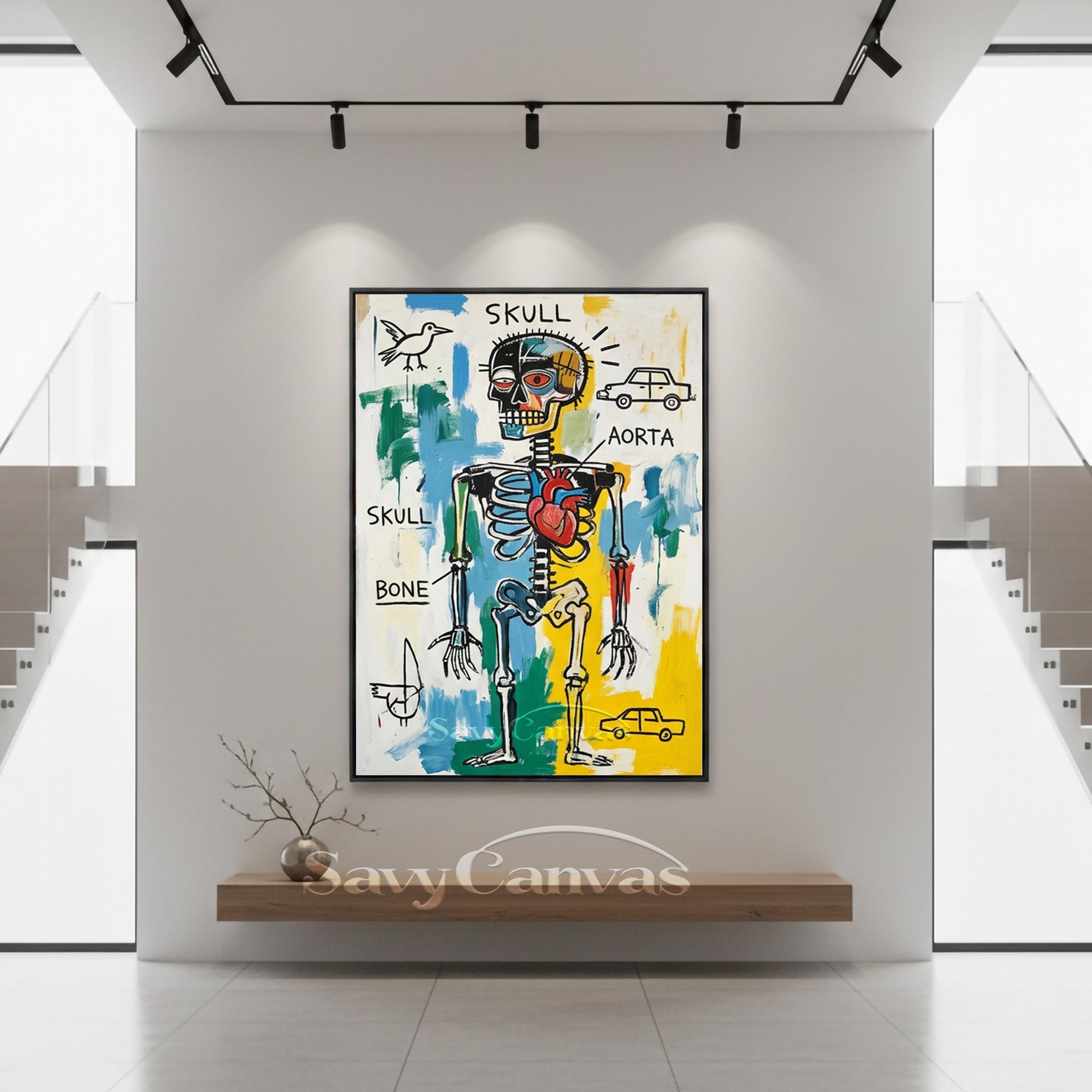 Basquiat Style Skeleton Art | Neo-Expressionist Painting #AA 480