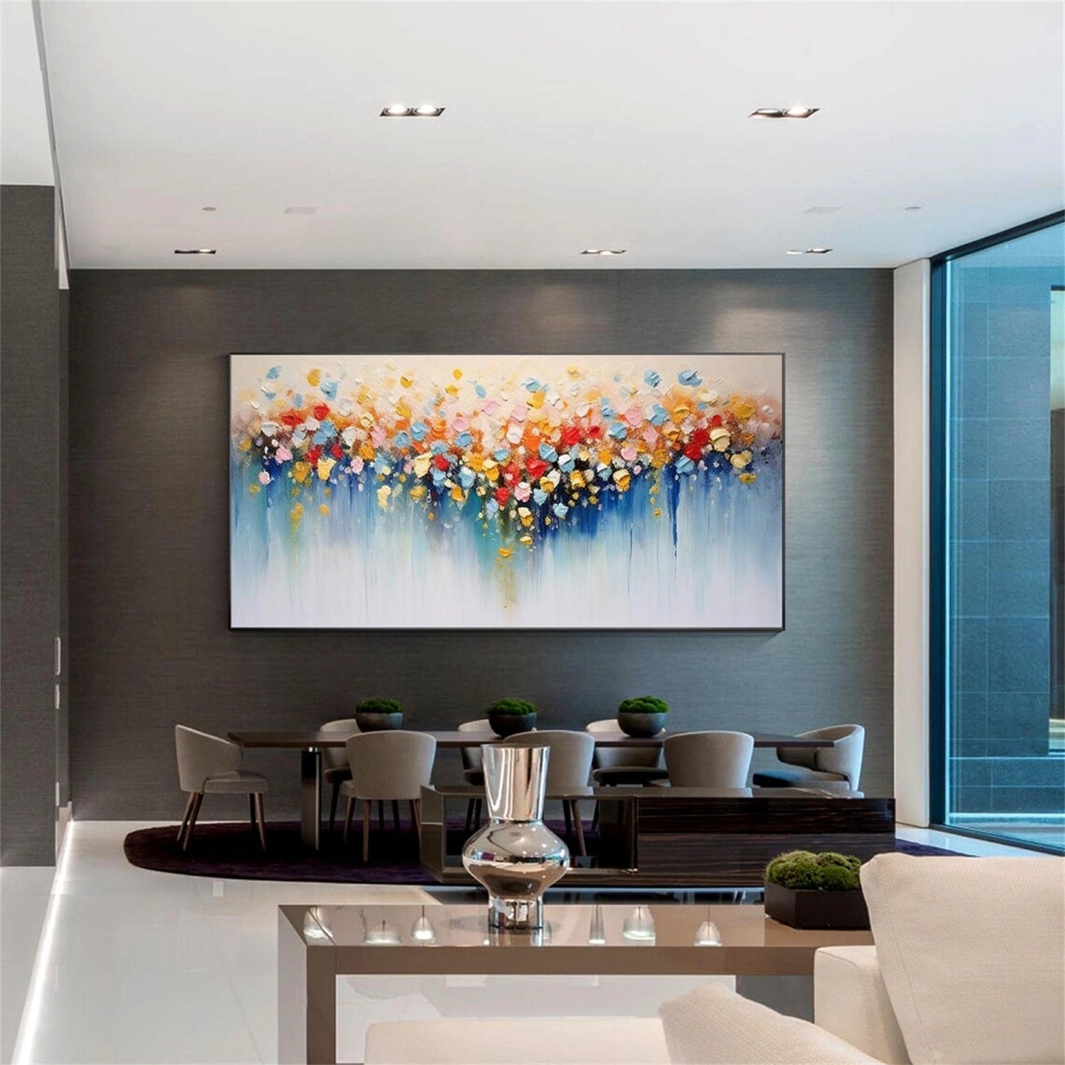 Vibrant Floral Masterpiece: Hand - Painted Oil Painting for Your Living Room