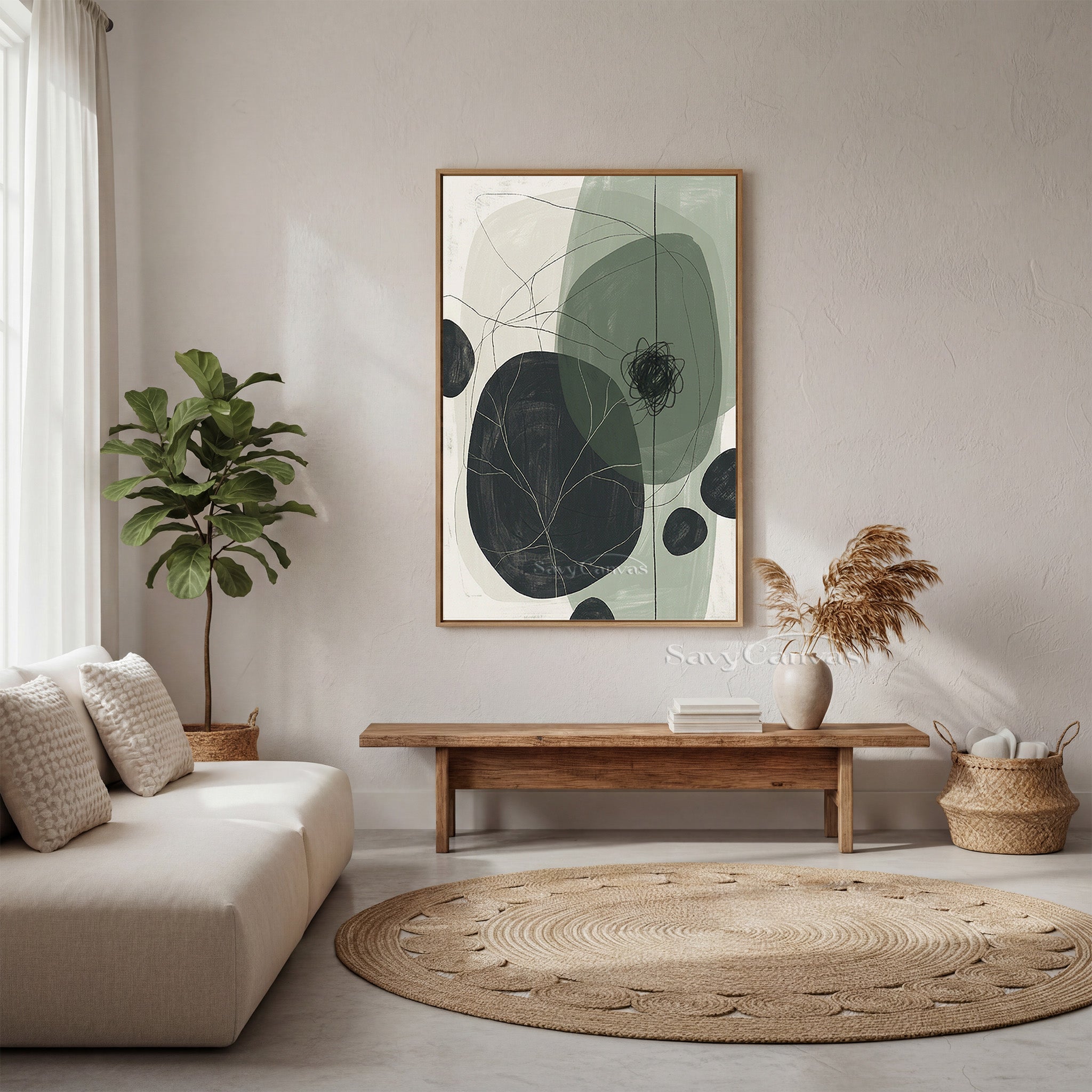 Modern Sage Green Abstract Oil Painting #SS 076