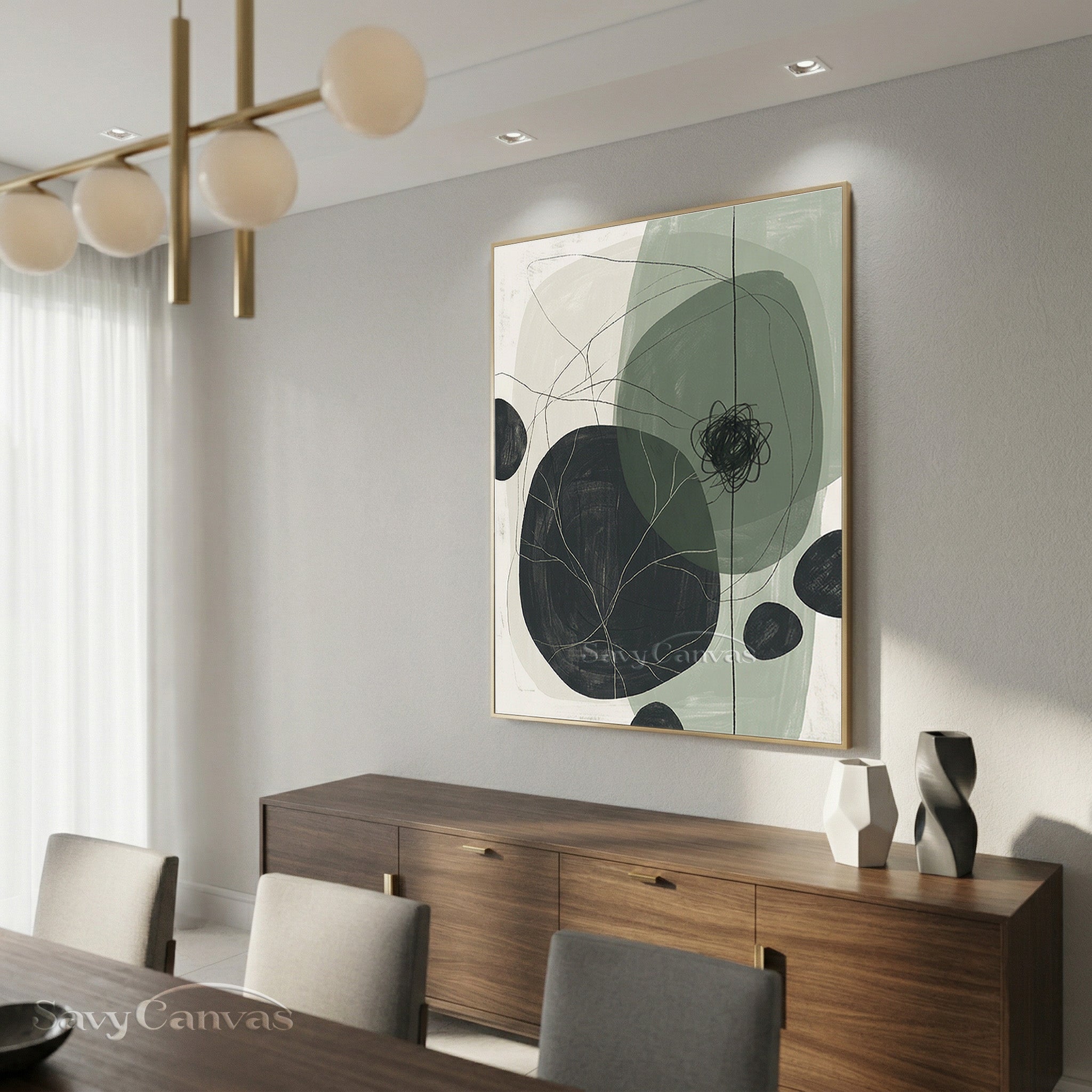 Modern Sage Green Abstract Oil Painting #SS 076