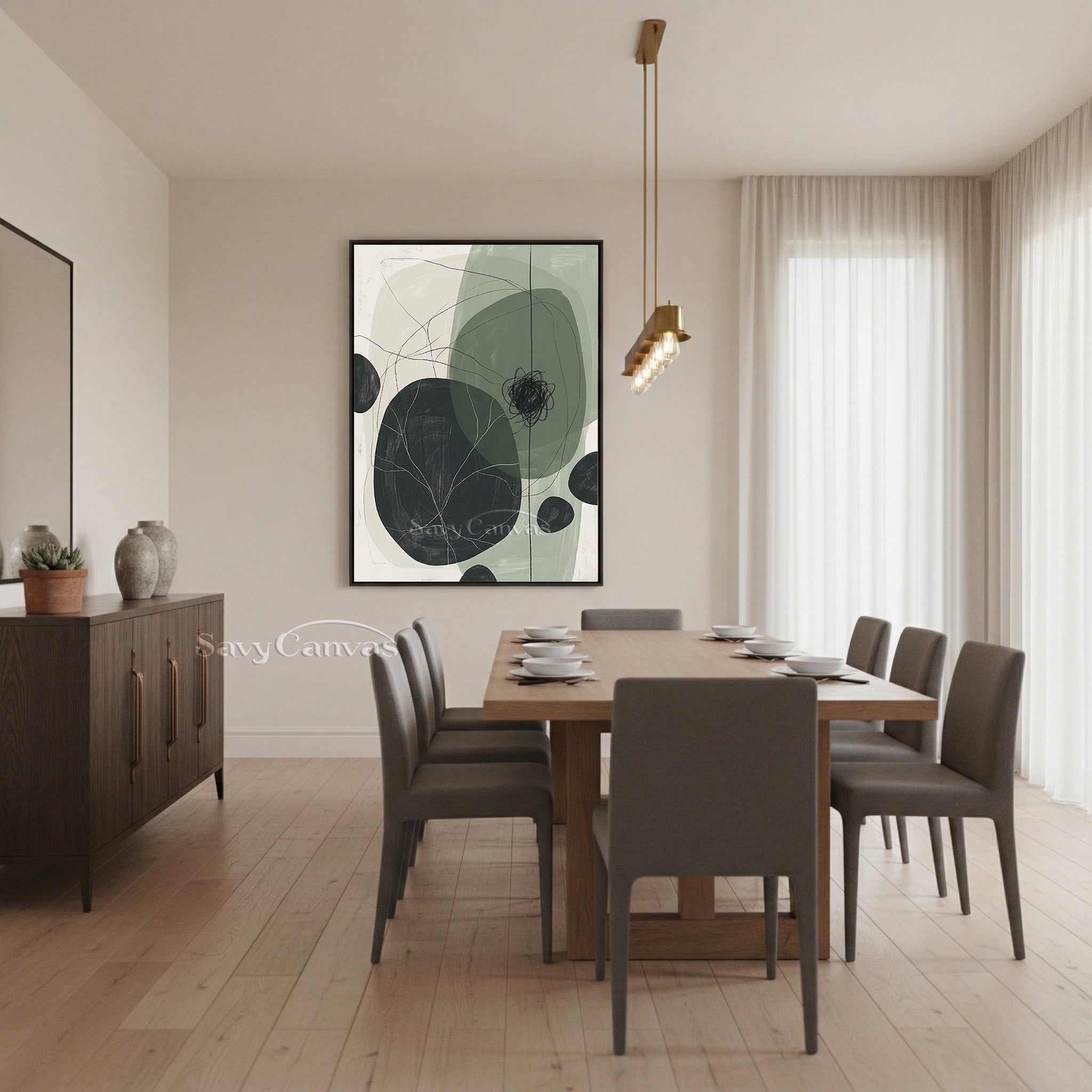 Modern Sage Green Abstract Oil Painting #SS 076