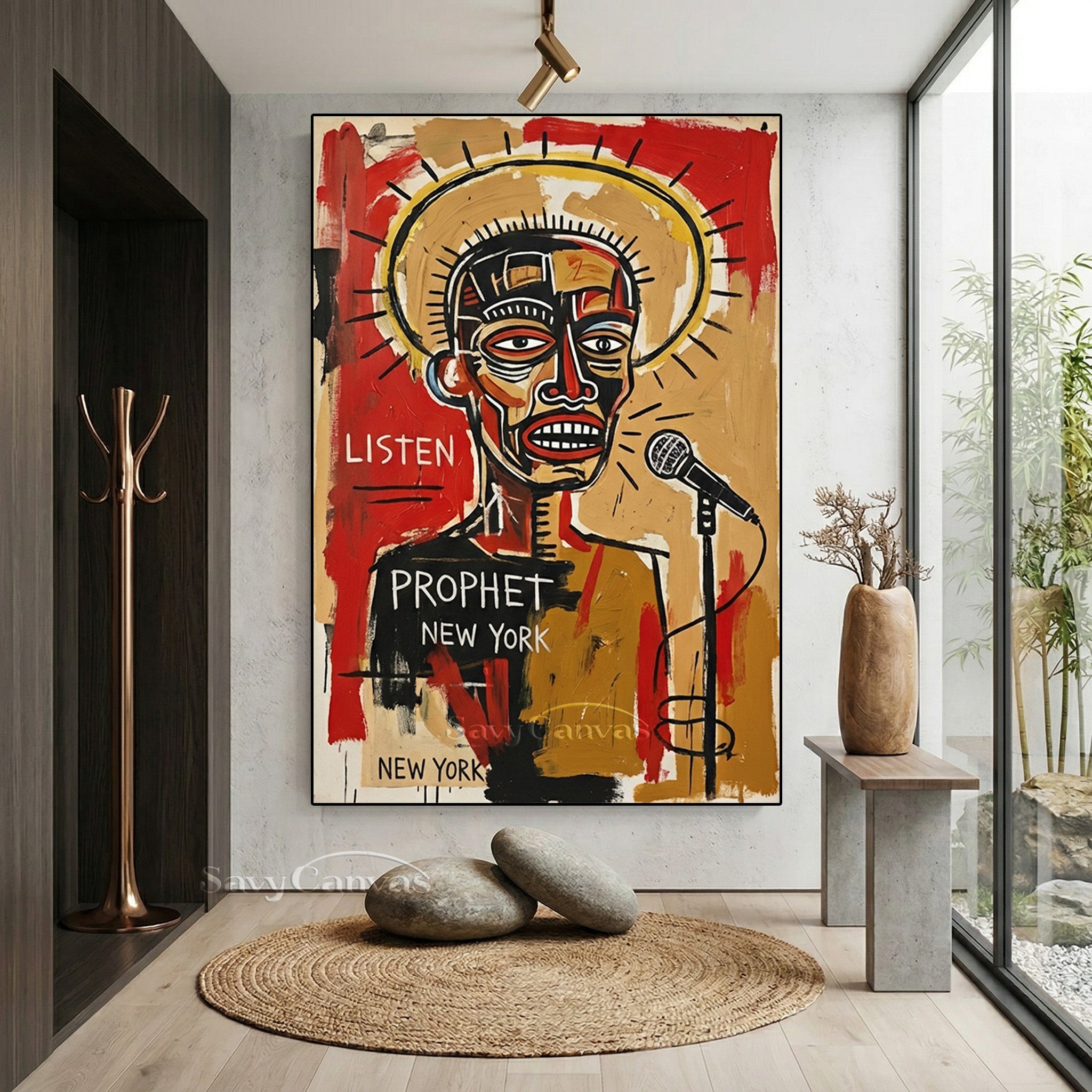 Red and Gold Abstract Portrait | Energetic Urban Wall Art