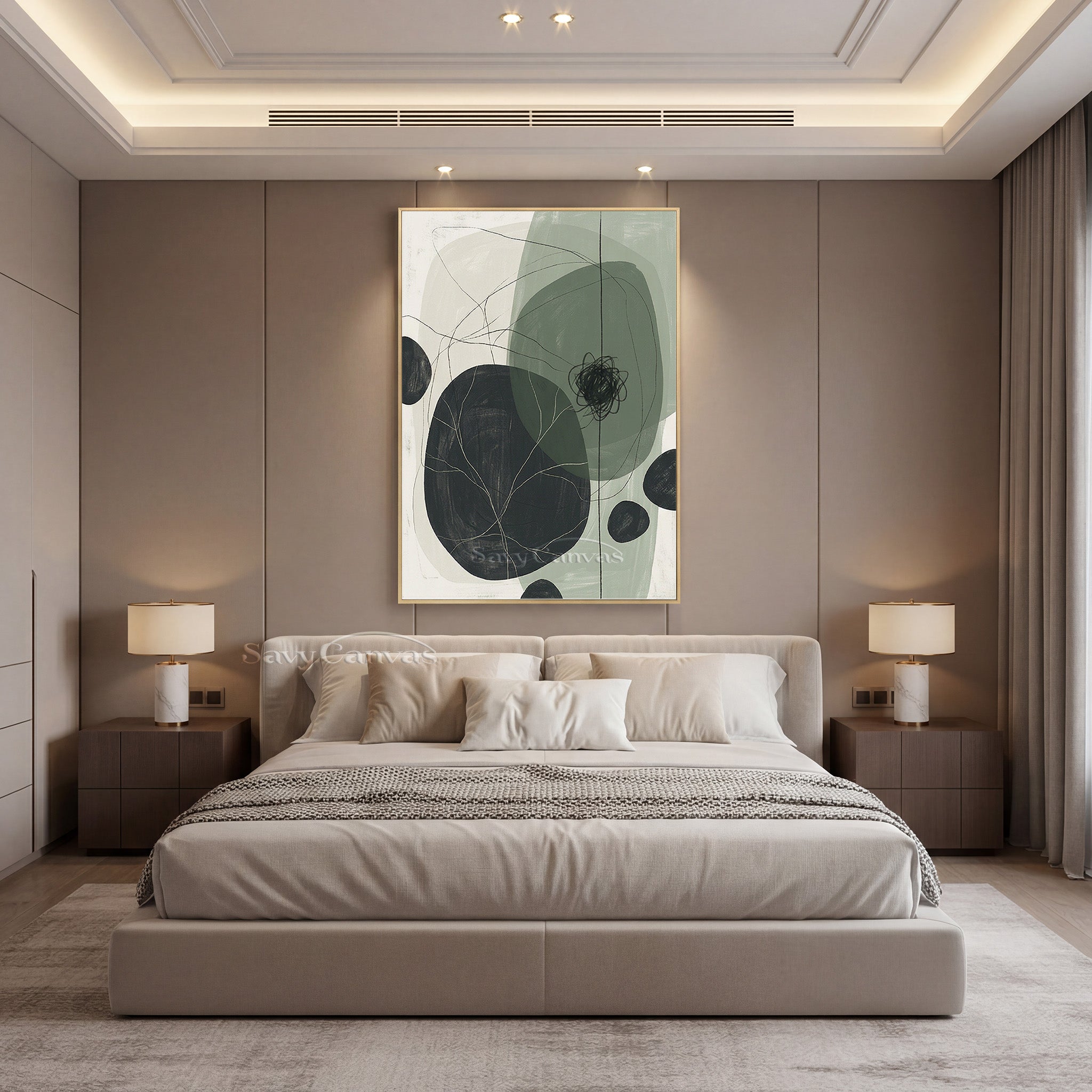 Modern Sage Green Abstract Oil Painting #SS 076