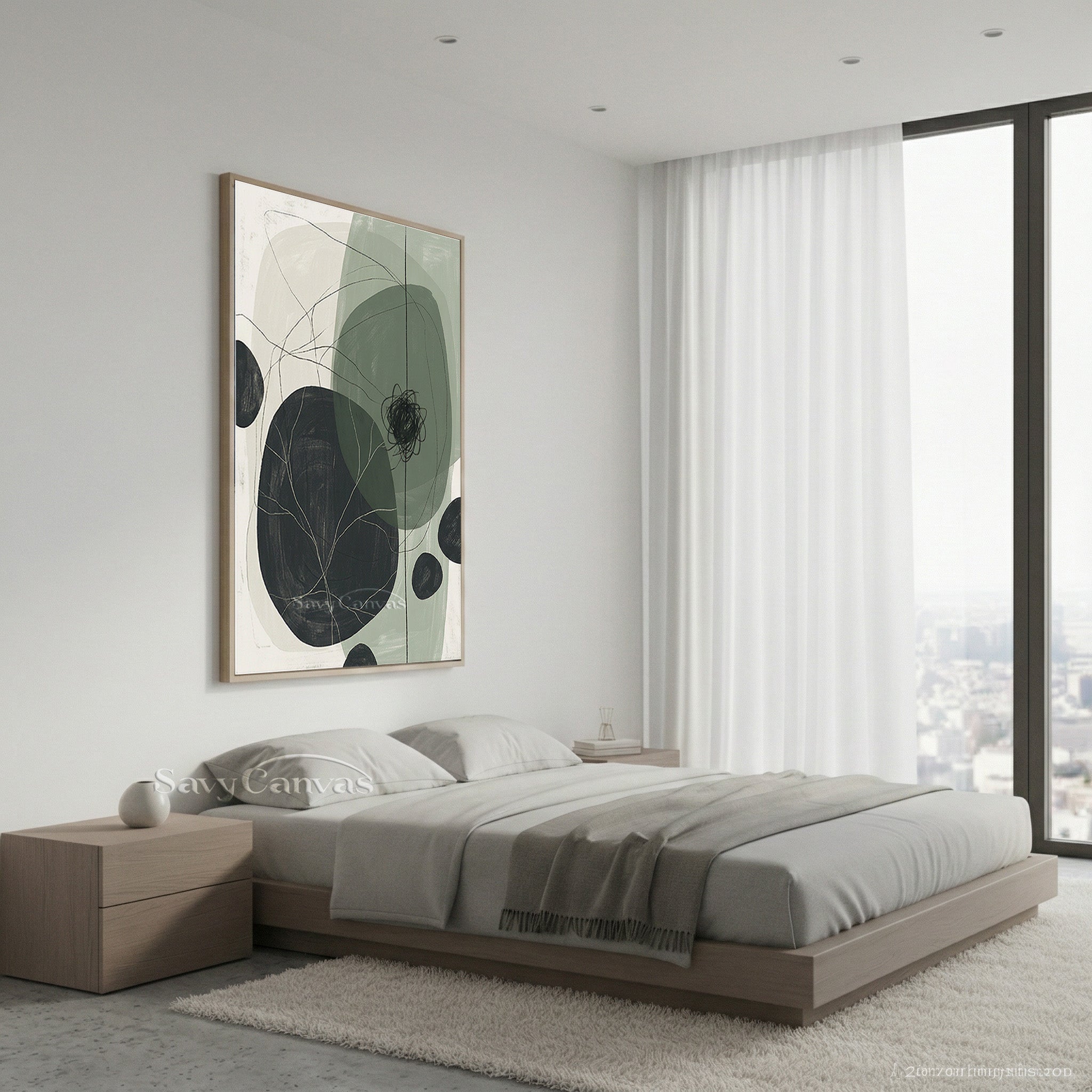 Modern Sage Green Abstract Oil Painting #SS 076