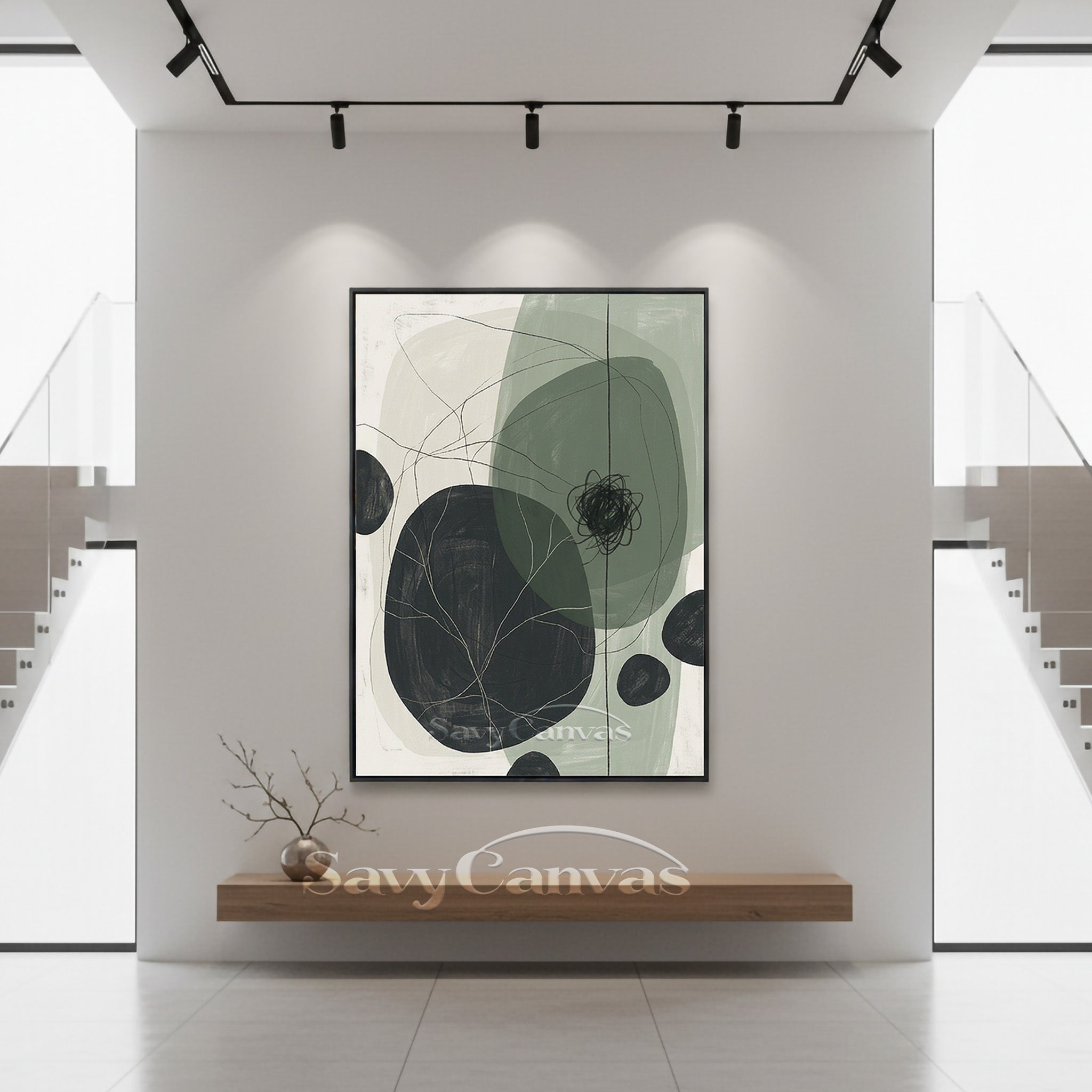 Modern Sage Green Abstract Oil Painting #SS 076