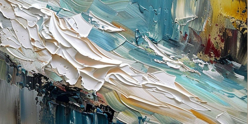 Abstract Ocean Waves Oil Painting|Textured Seascape Impasto Artwork #TC 188