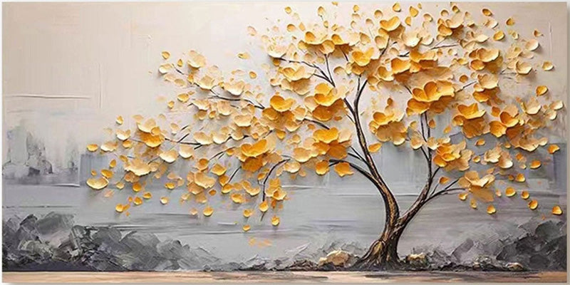 Textured Golden Blossom Tree Oil Painting For Home Decor #TC 187