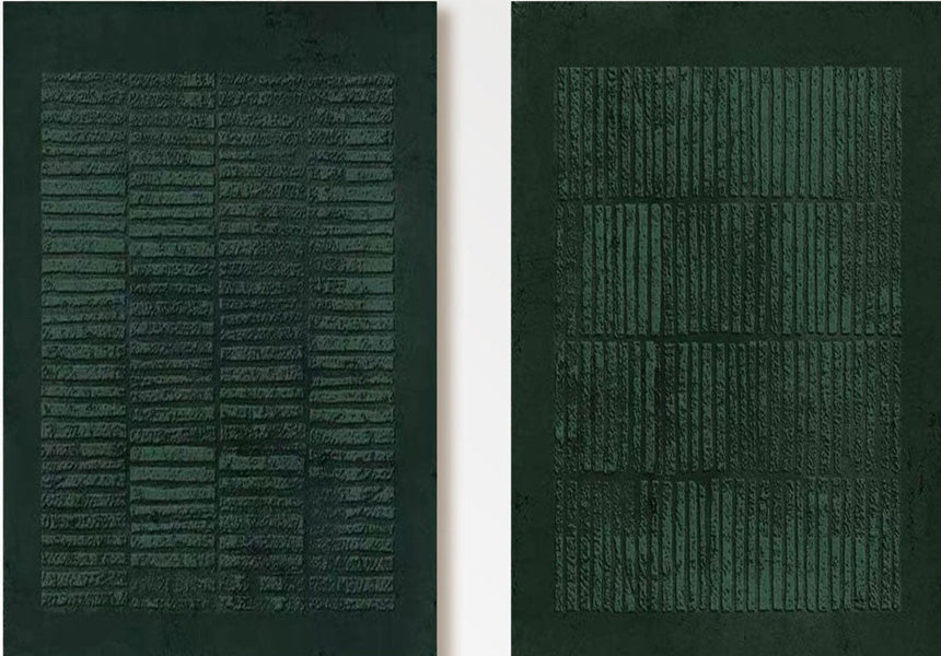 Wabi Sabi Inspired Green Wall Art | Two-Piece Textured Painting #TC 195