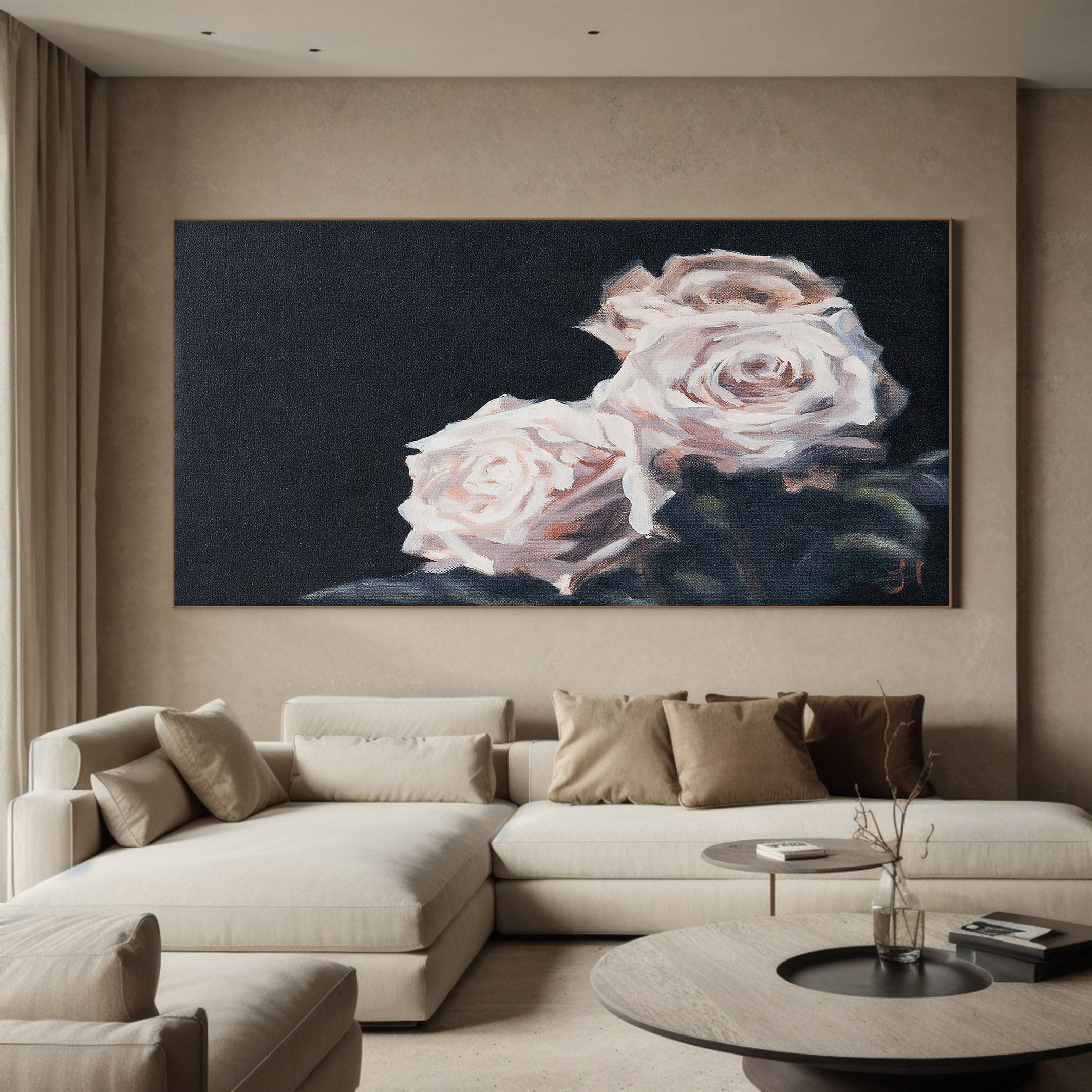 Rose Wall Art - Hand Painted Large Oil Painting #TC 141